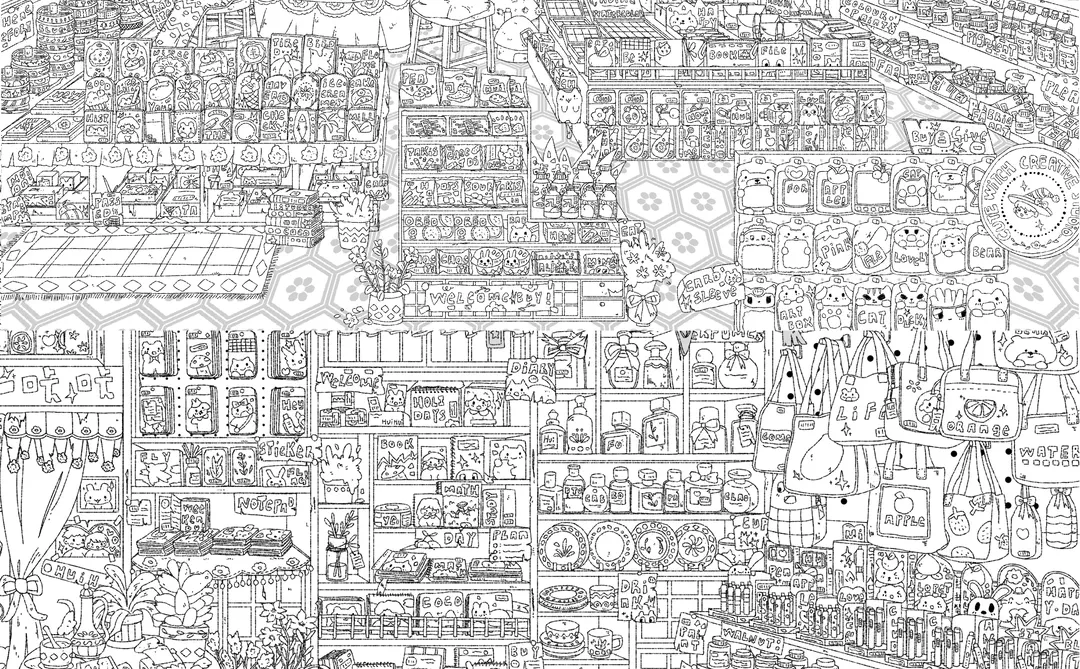 造景贴纸 线稿一张