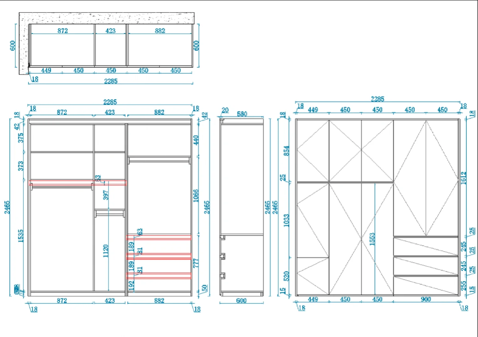全屋定制CAD下单图、效果图，设计/代画