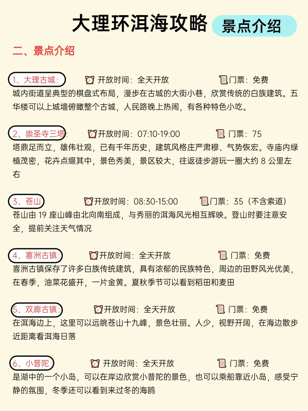 想去大理旅游的存下吧，很难找全的