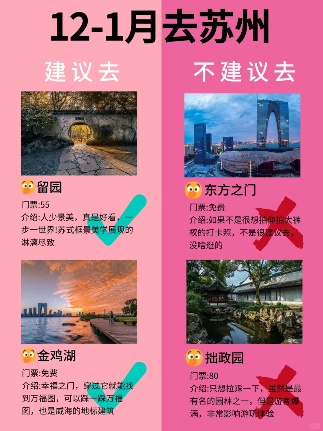 苏州12月景点红黑榜📍建议去🆚不建议去
