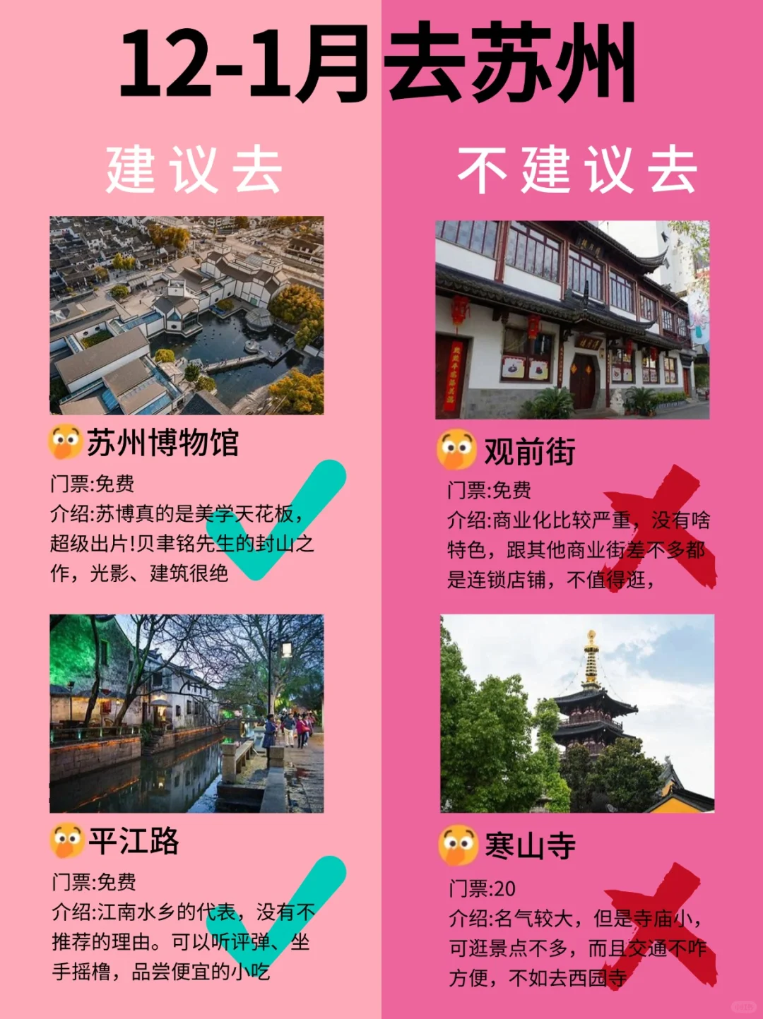 苏州12月景点红黑榜📍建议去🆚不建议去