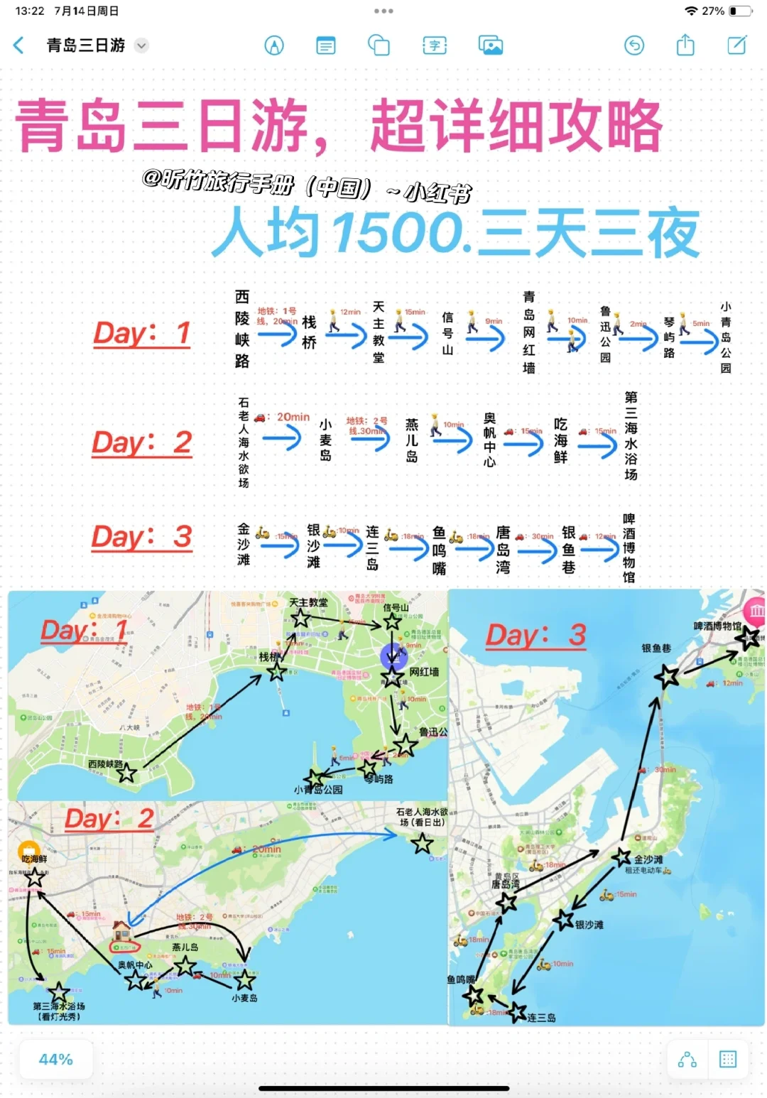 青岛三日游的攻略来了，6️⃣7️⃣8️⃣🈷️出去玩！
