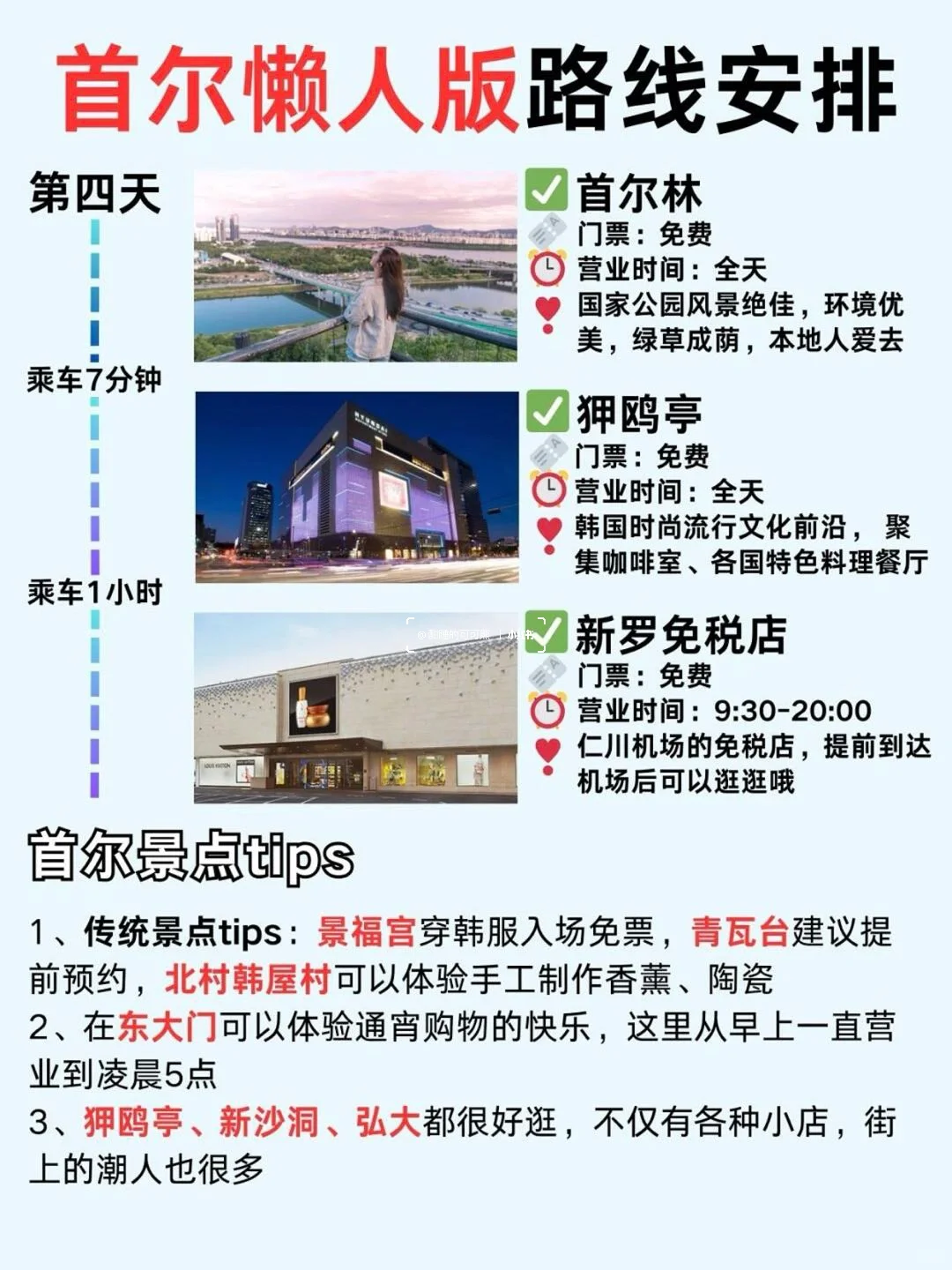 韩国首尔懒人版线路✅攻略很齐全🐎住❗️