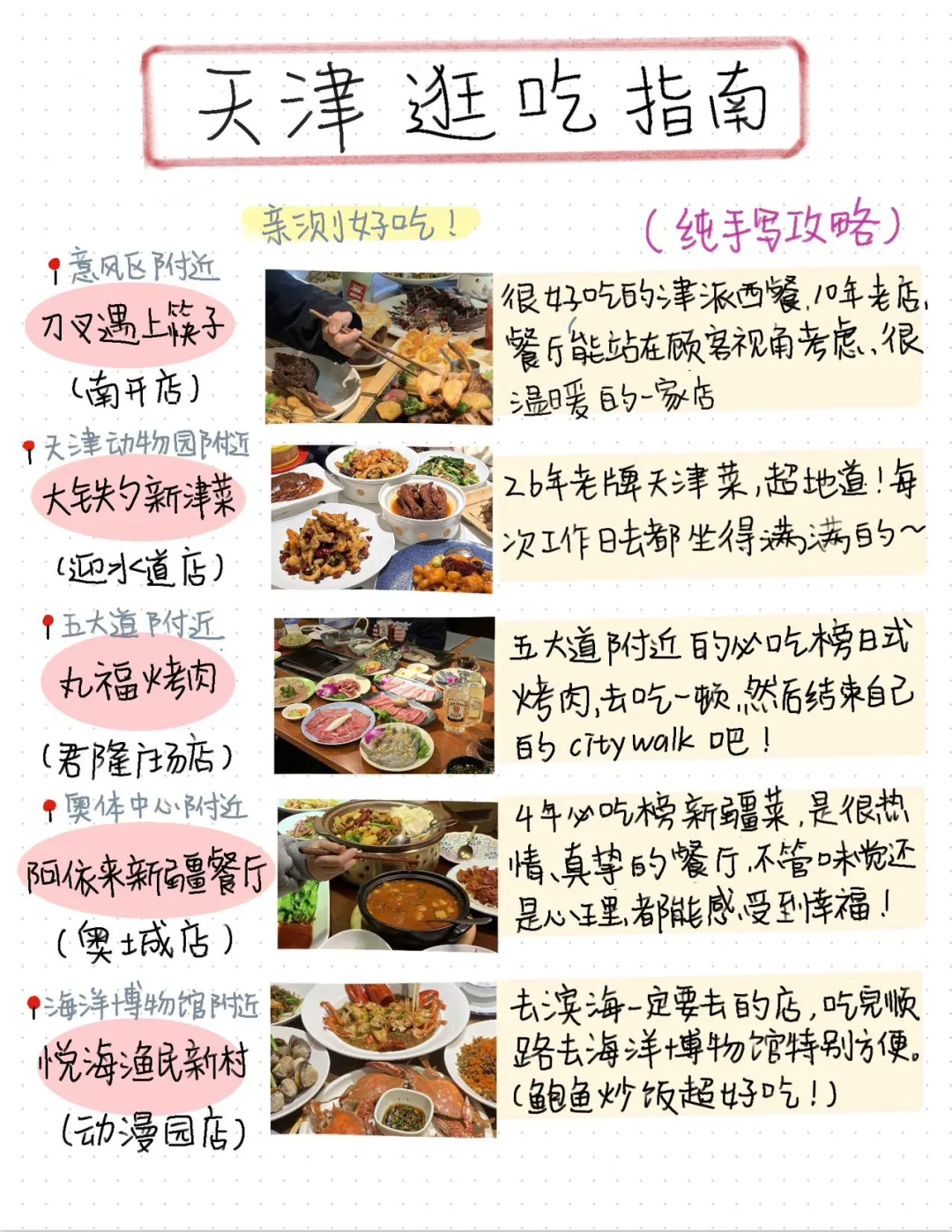 天津旅行四日游，纯手写攻略来啦～