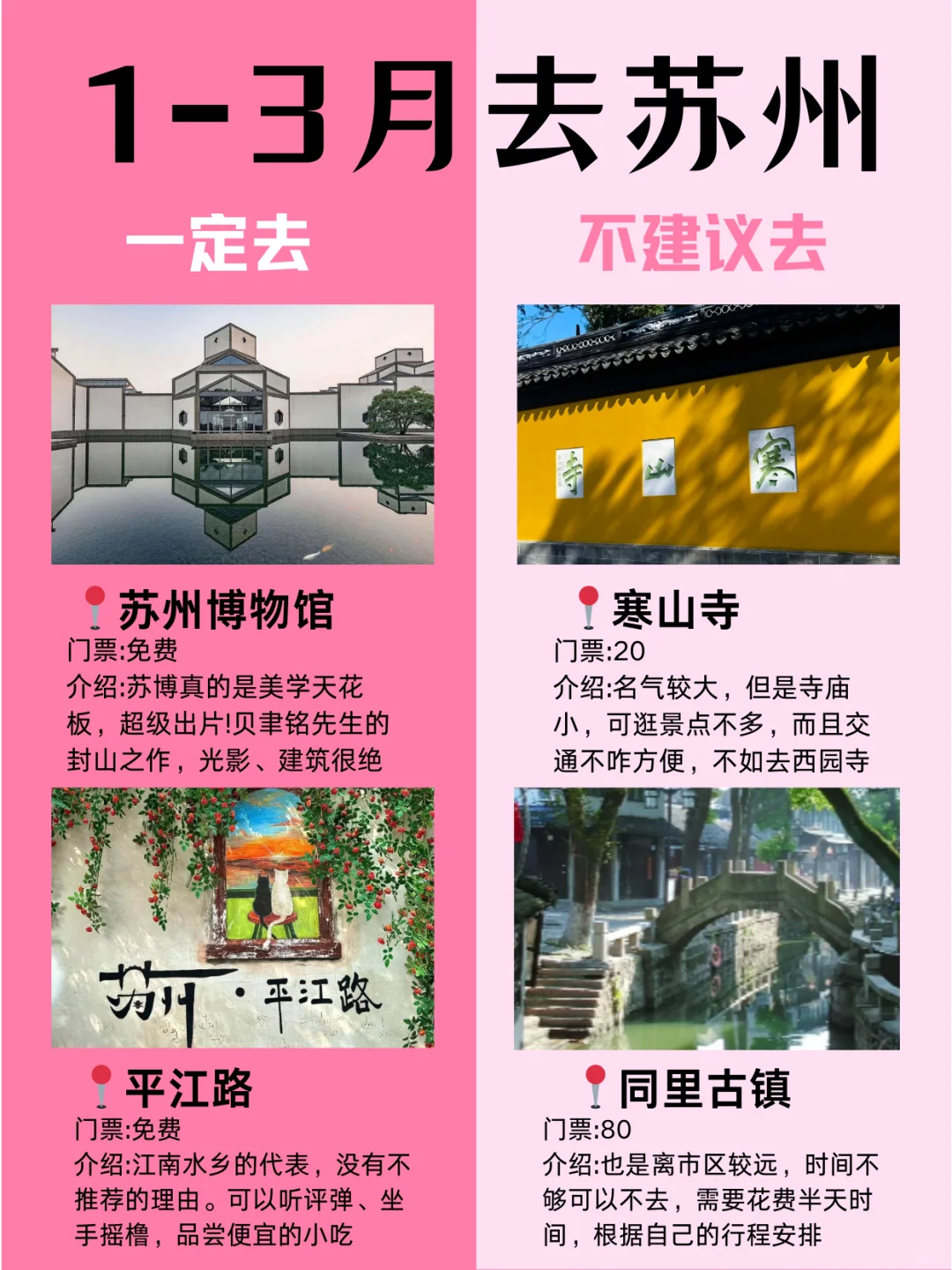 苏州1月景点红黑榜📍建议去🆚不建议去