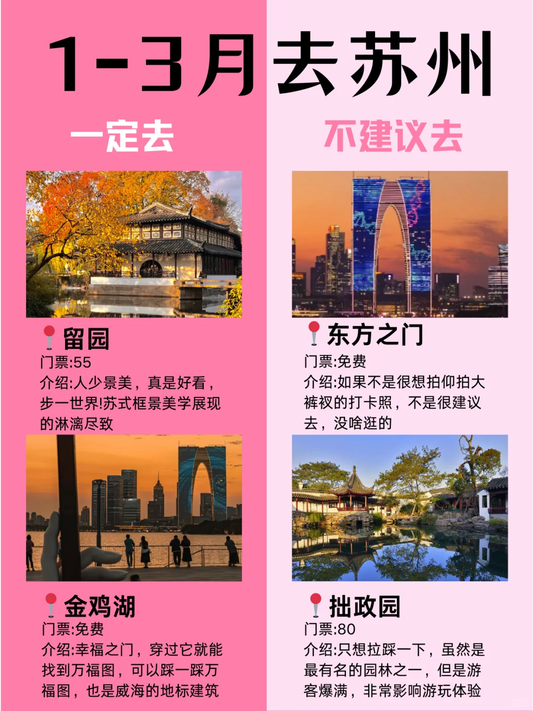 苏州1月景点红黑榜📍建议去🆚不建议去