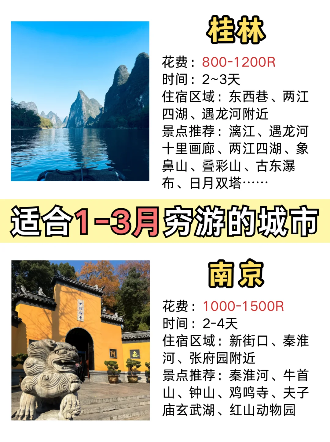 适合1-3月穷游的地方请看这篇🙋超全附攻略