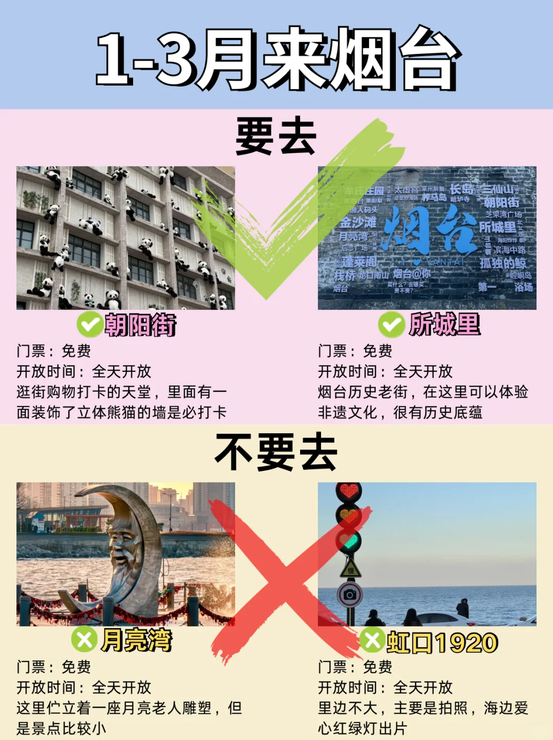 烟台1～3月景点红黑榜📍要去🆚不要去❌