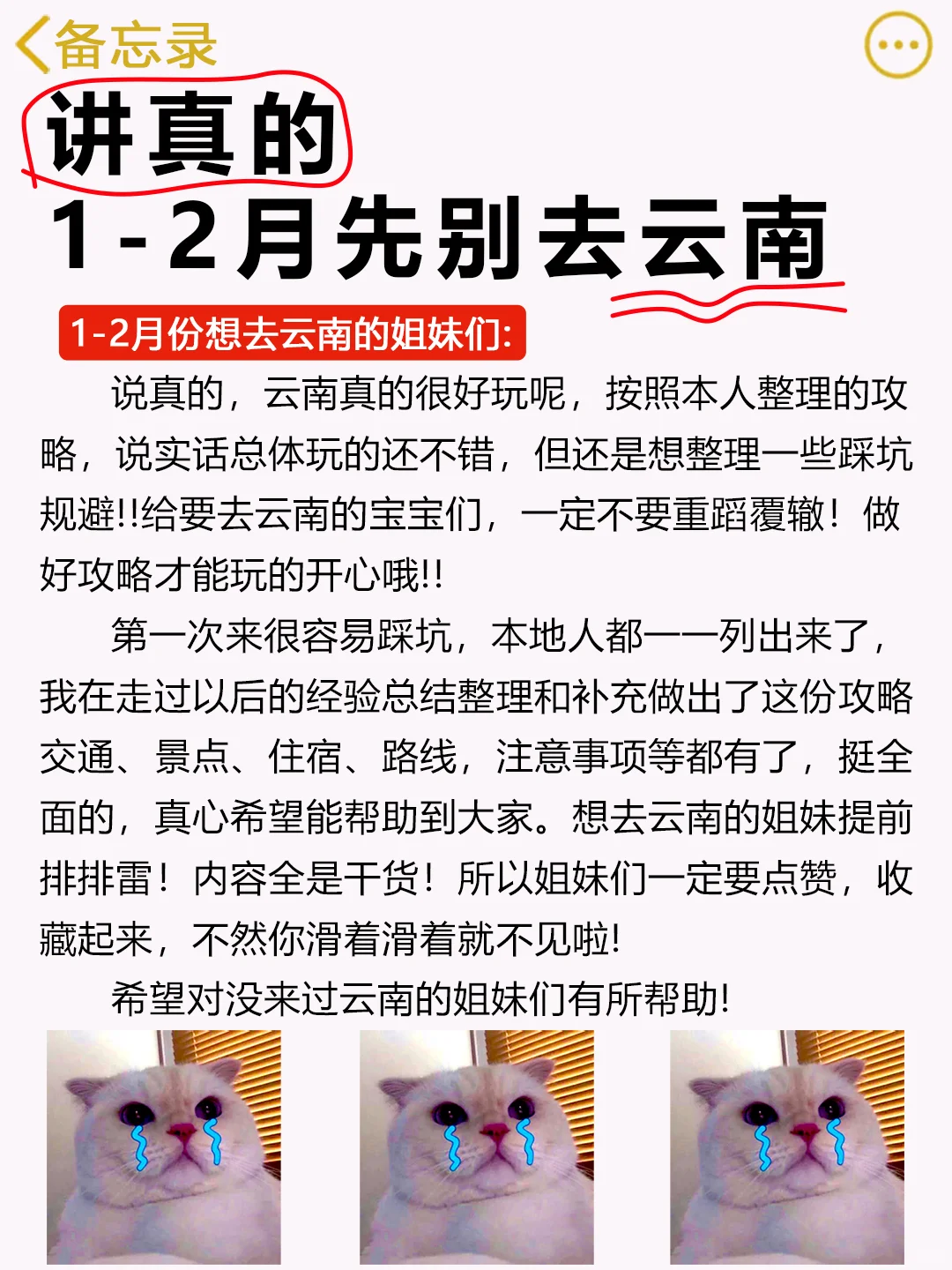 1-2月春节云南旅游攻略，要去的姐妹们听劝
