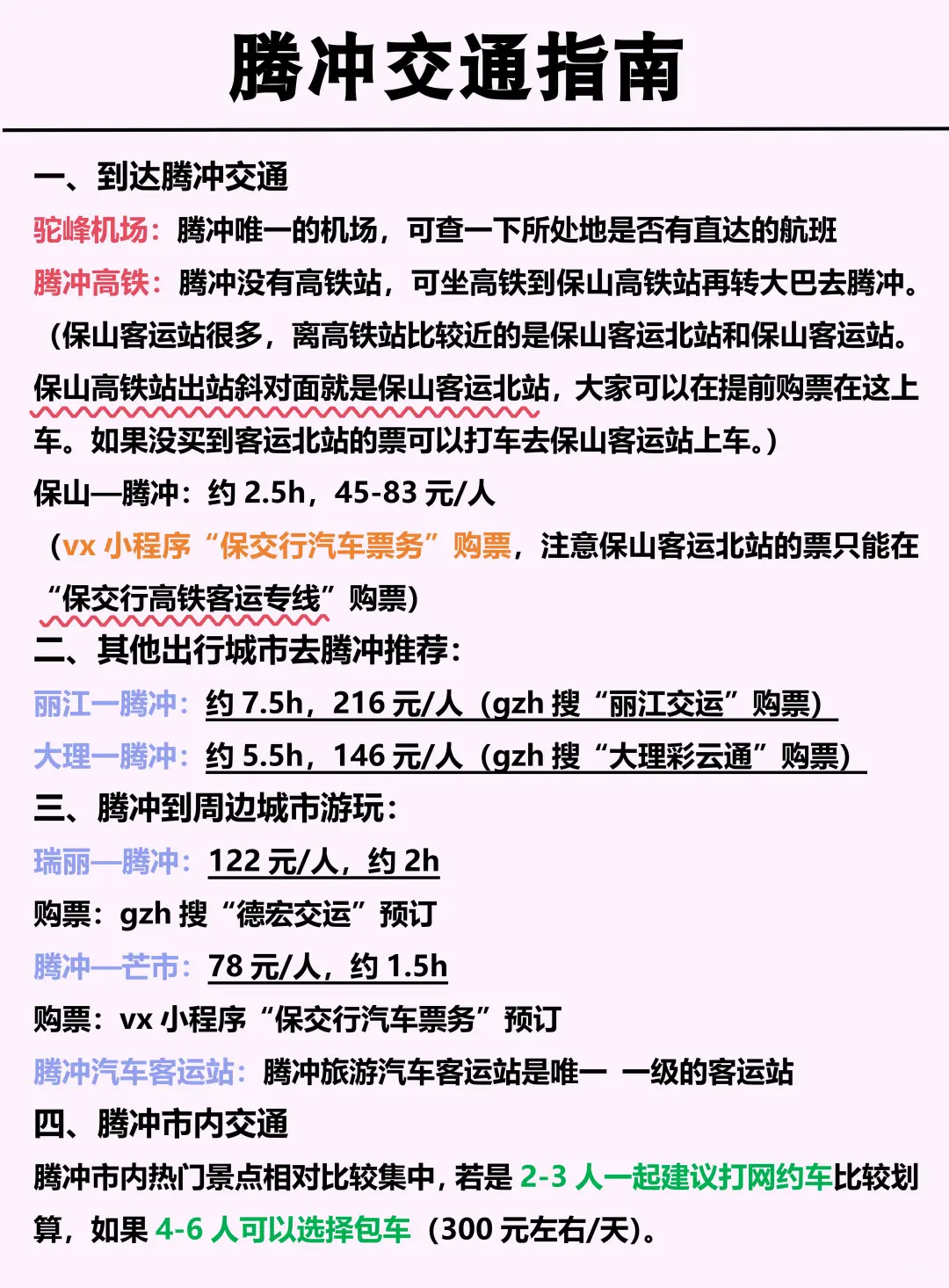 冬季腾冲旅游地图攻略🗺️一图秒懂腾冲