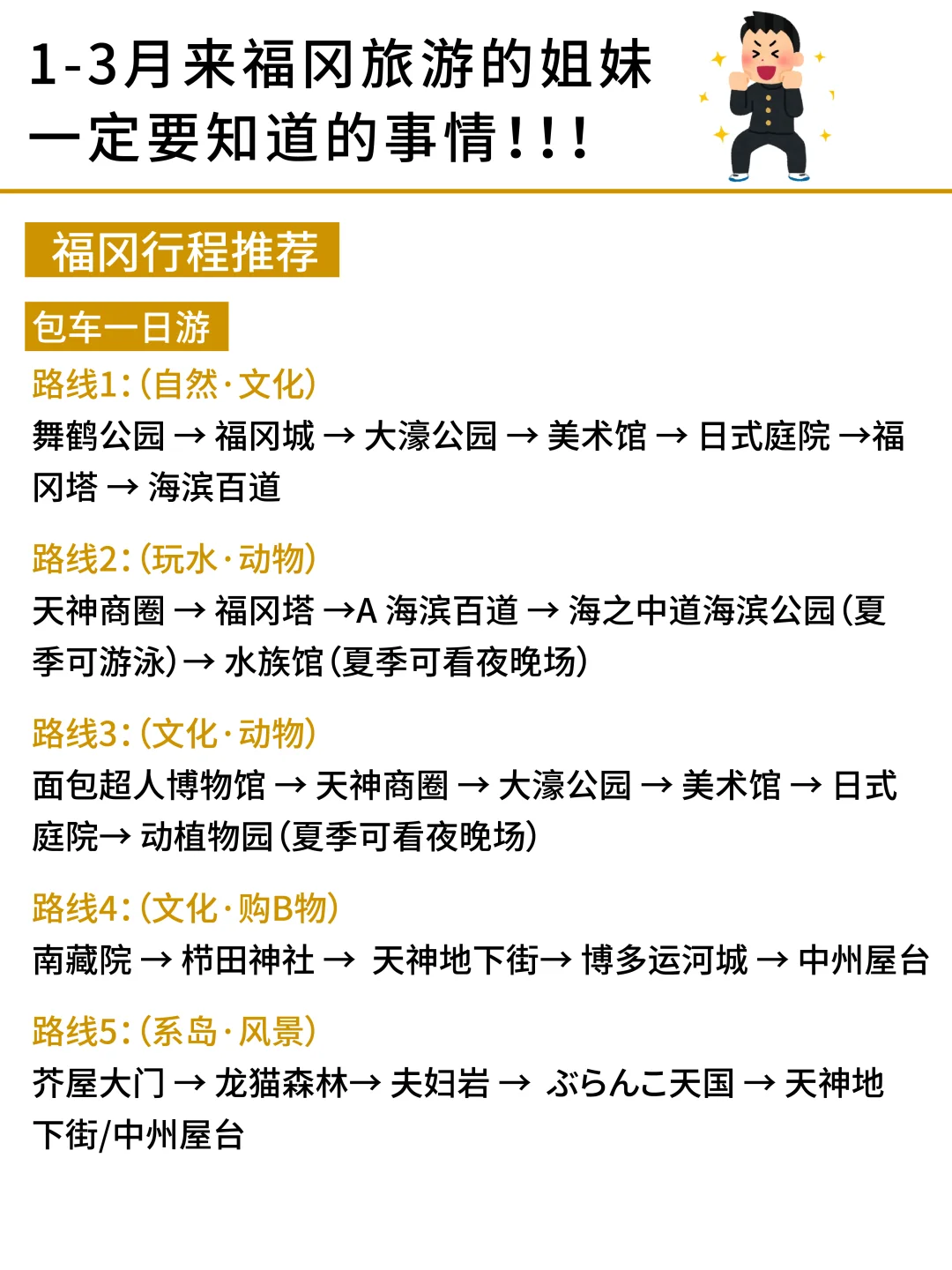 1-3月去福冈的姐妹👭刷到这篇一定要看‼️