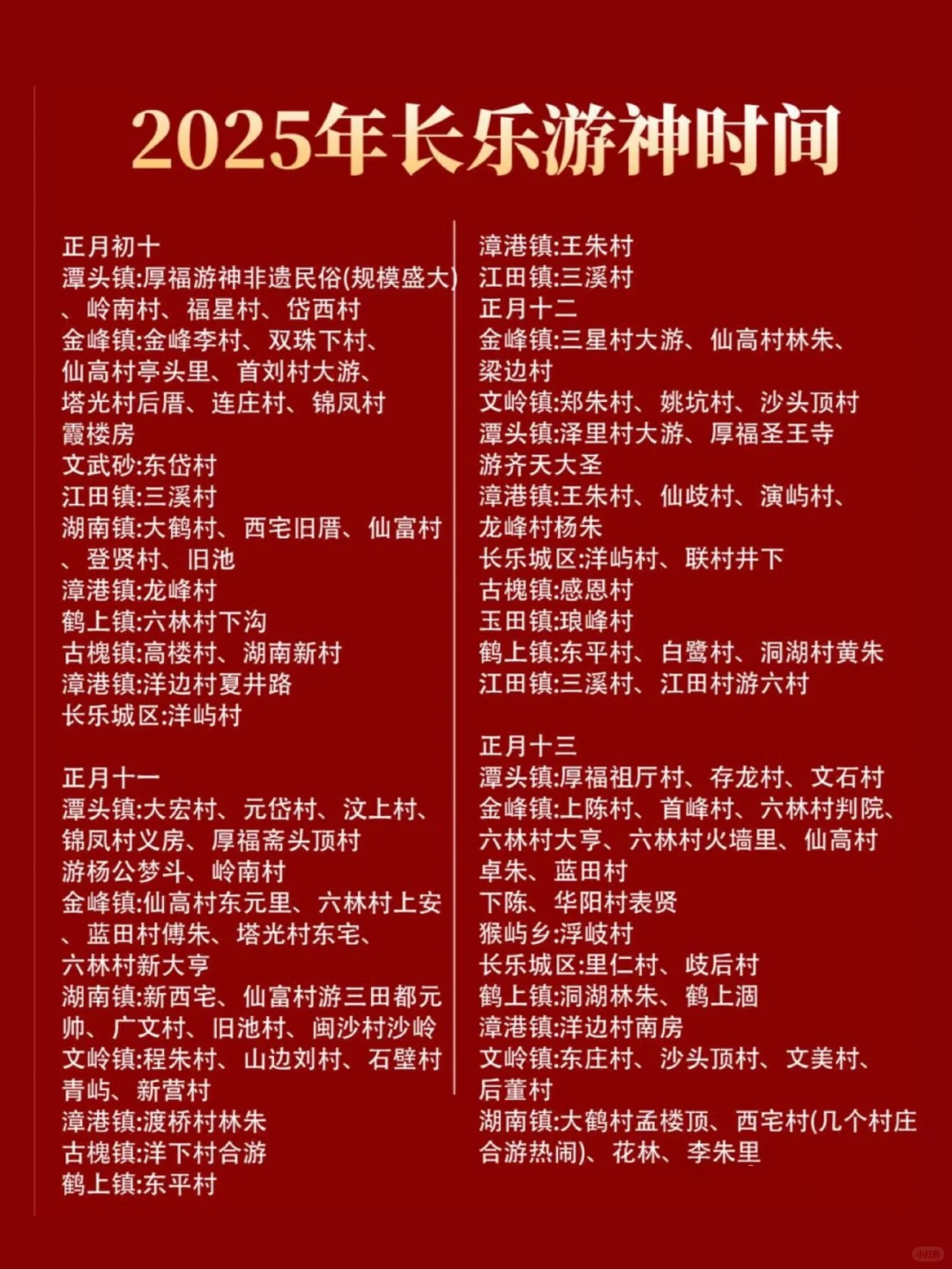 2025年1-2月福州游神看这里（附游神表）