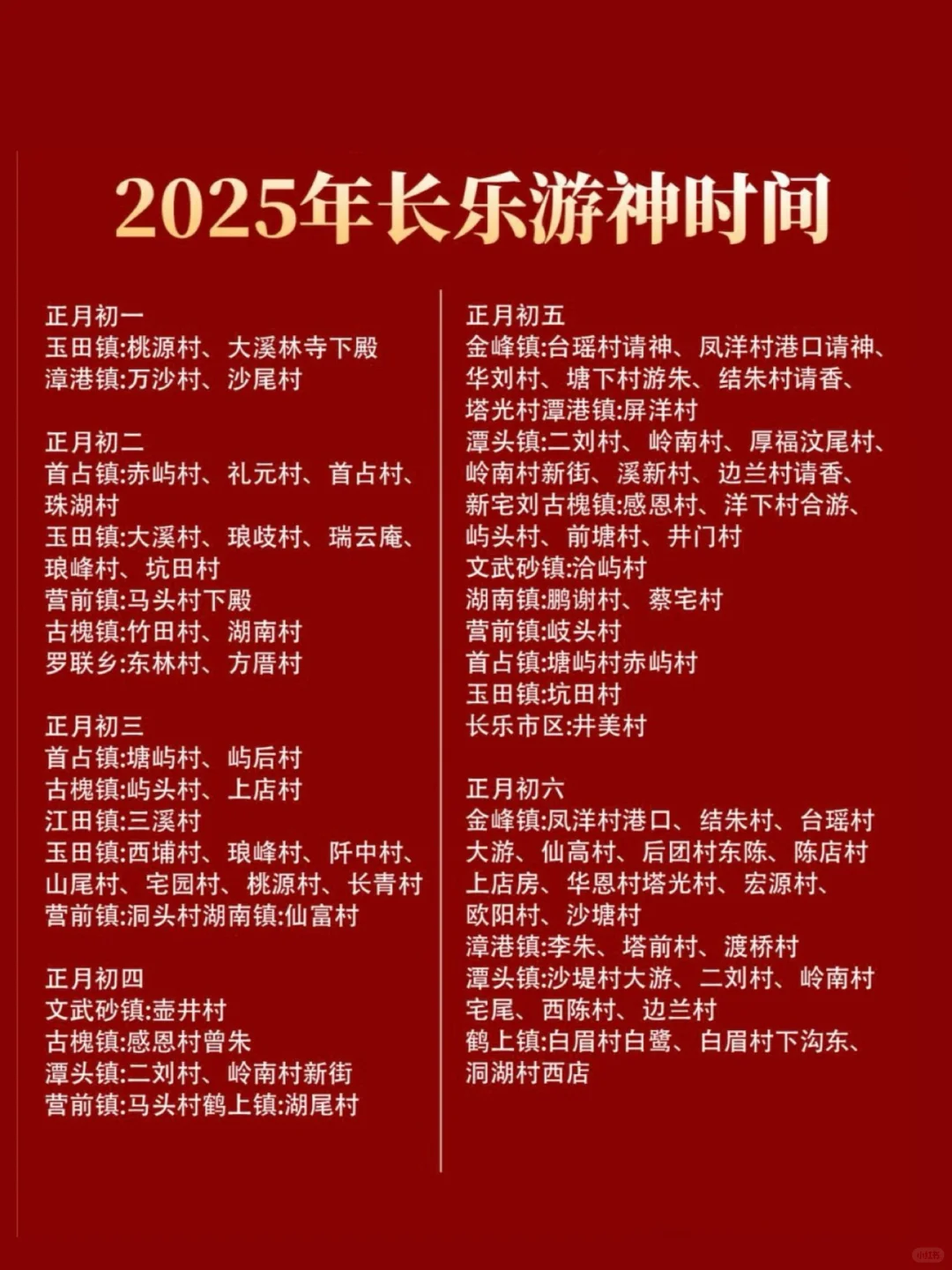 2025年1-2月福州游神看这里（附游神表）