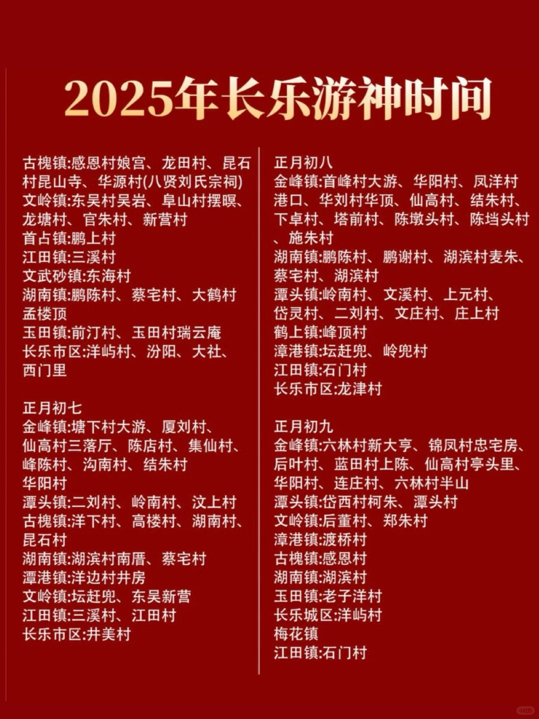 2025年1-2月福州游神看这里（附游神表）
