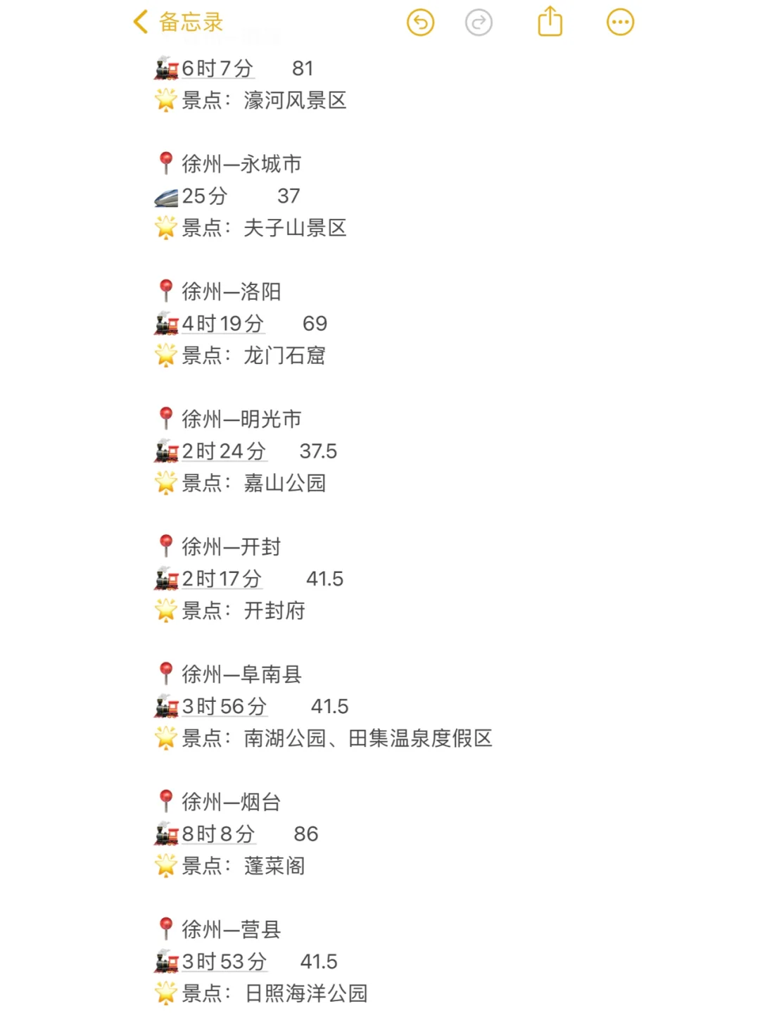 徐州100以内直达城市（周边游）更全版