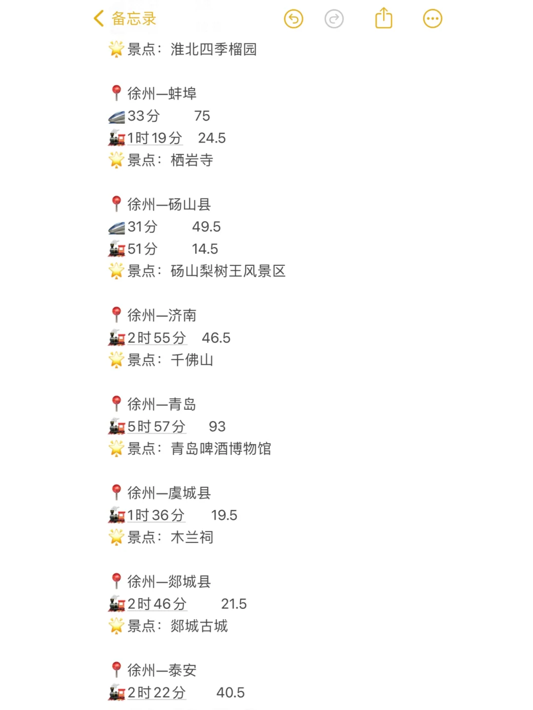 徐州100以内直达城市（周边游）更全版