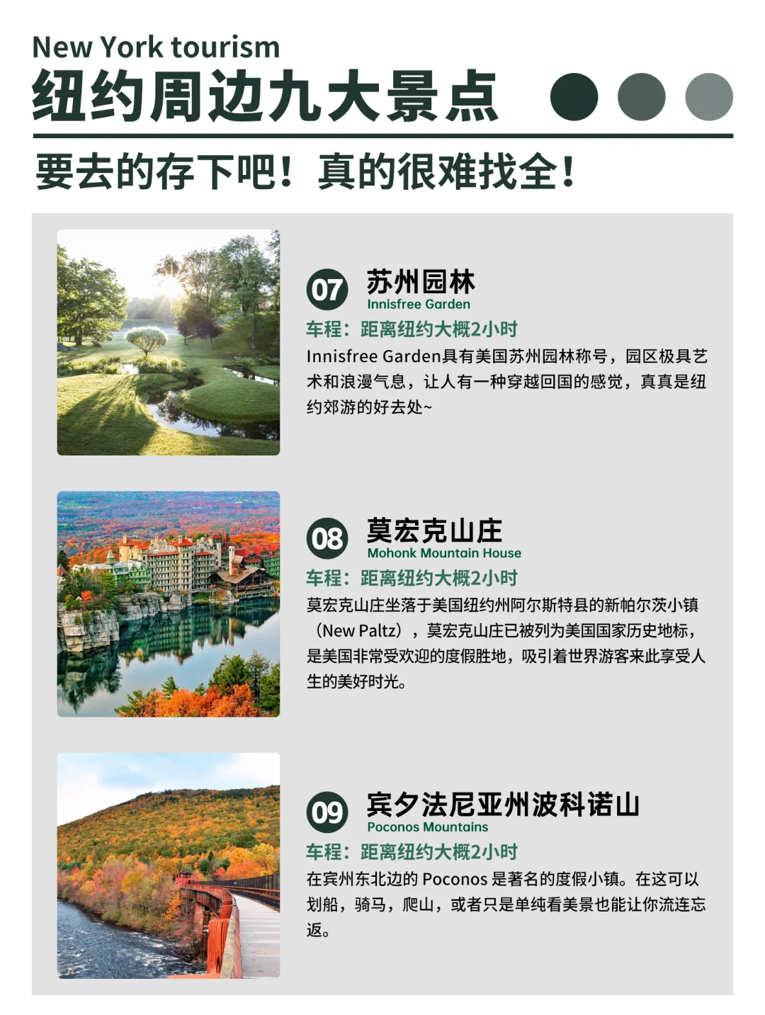 旅游攻略：纽约周边的这9️个景点完爆市区