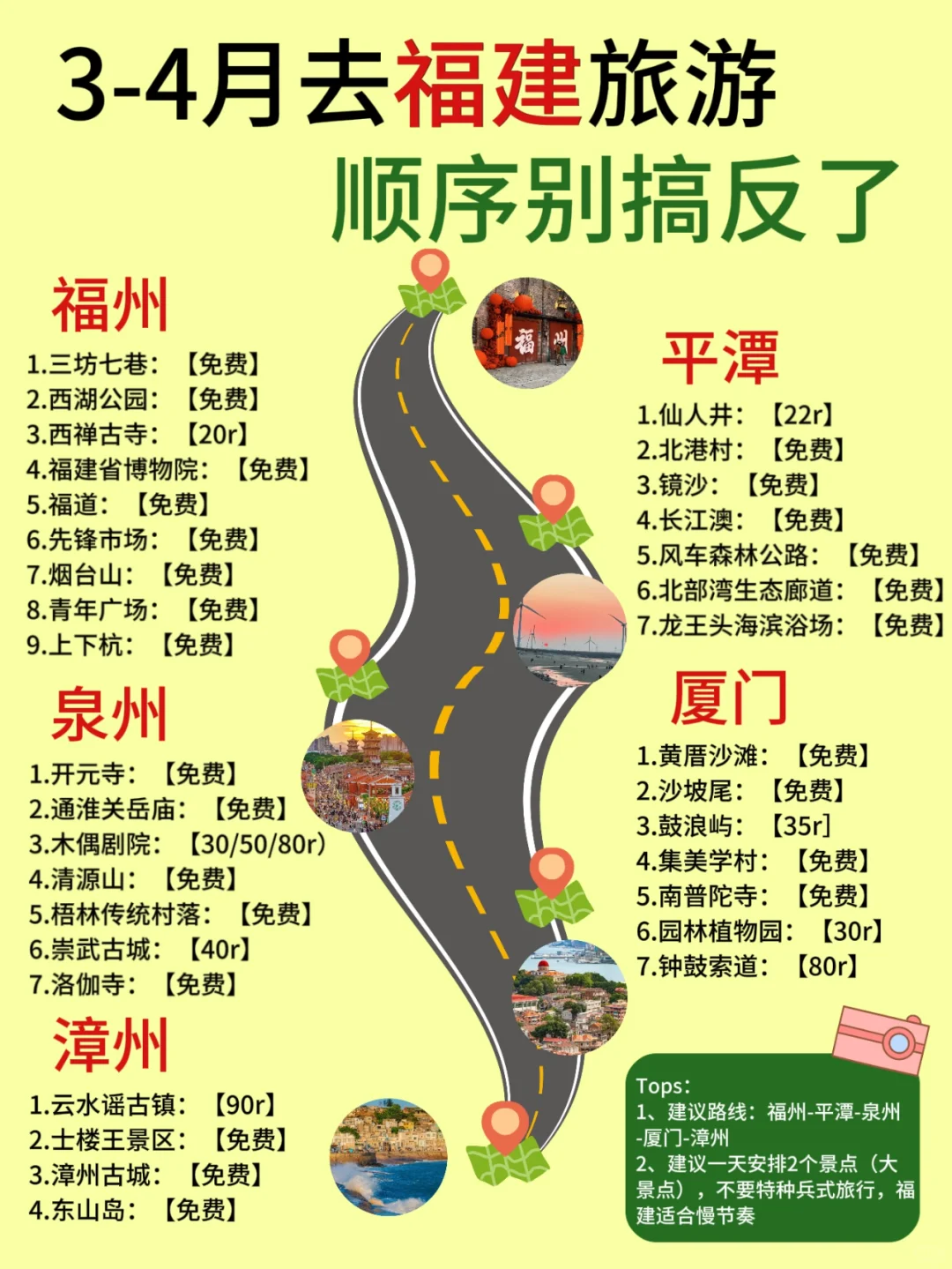3-4月去福建旅游，顺序千万不要搞反啦！