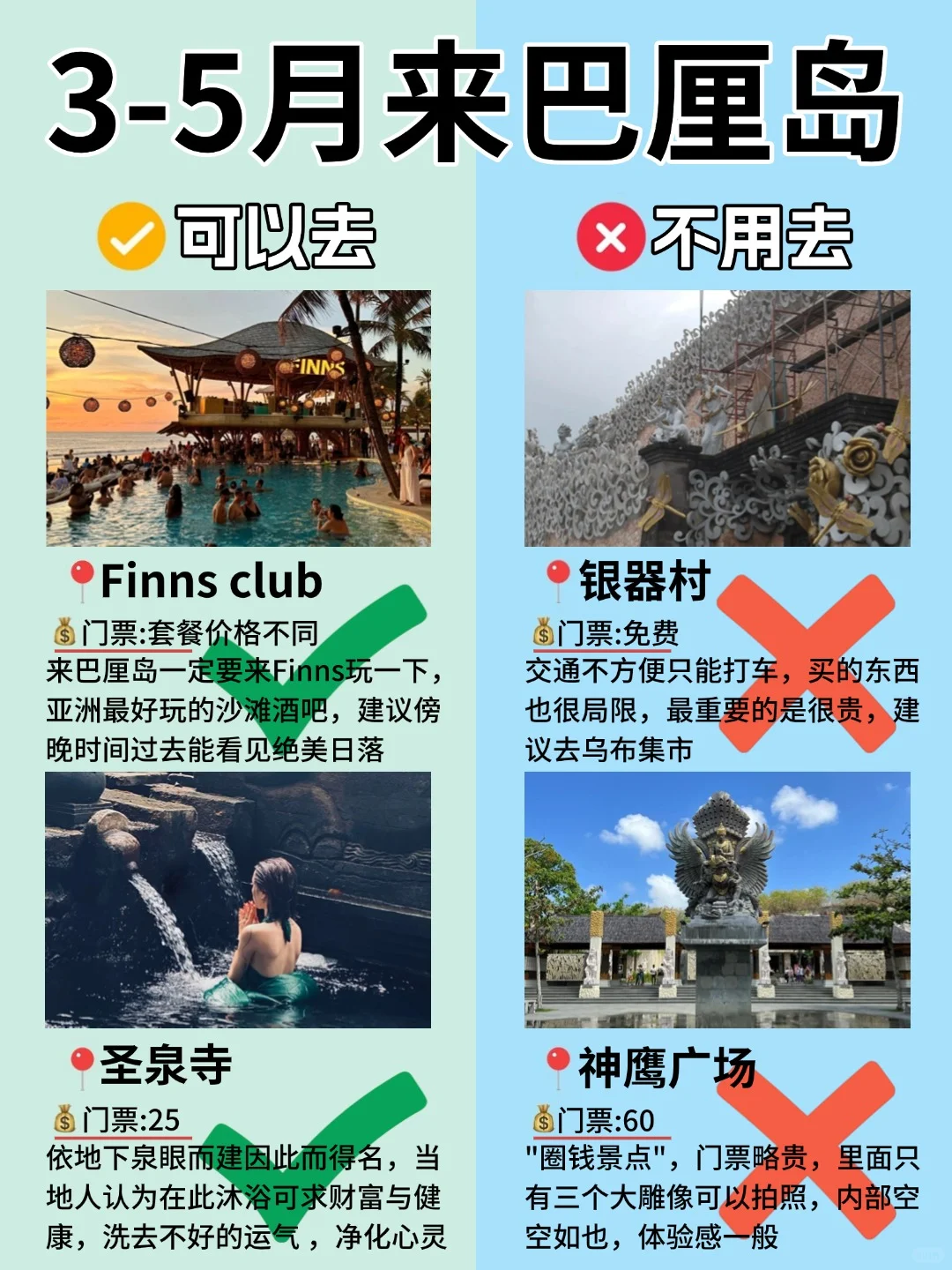 来巴厘岛旅游别去错地方了❗来看看红黑榜