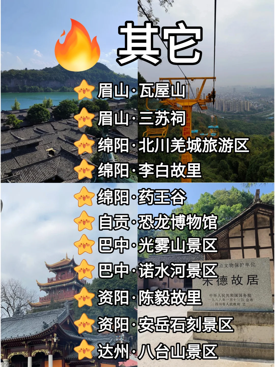 四川旅游景点整出来了，姐妹们快🐴住！