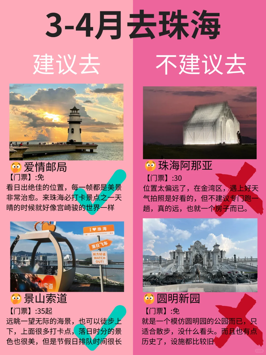 珠海3月景点红黑榜📍建议去🆚不建议去