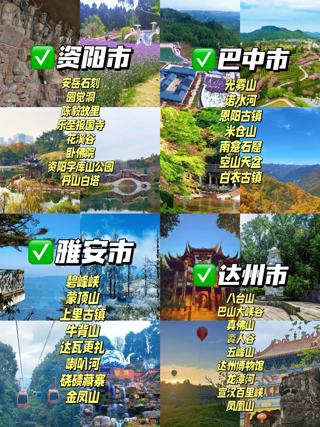 四川18个市🗺️排名前5景点丨啊啊啊吼吼看