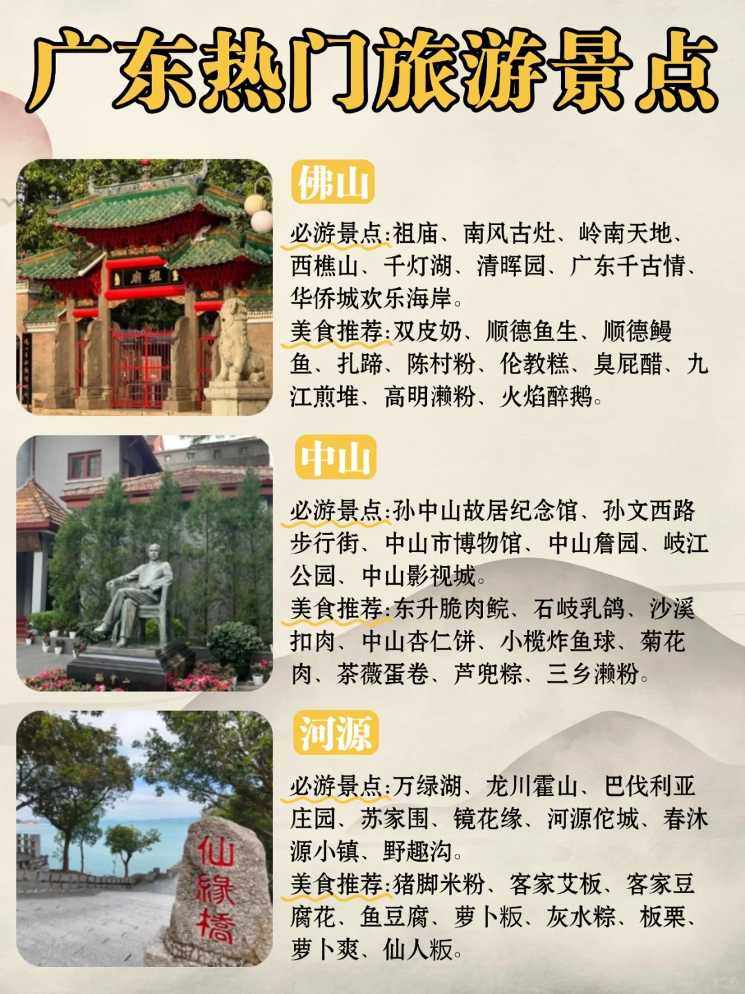 广东21个市🗺热门旅游景点大全｜一图搞懂