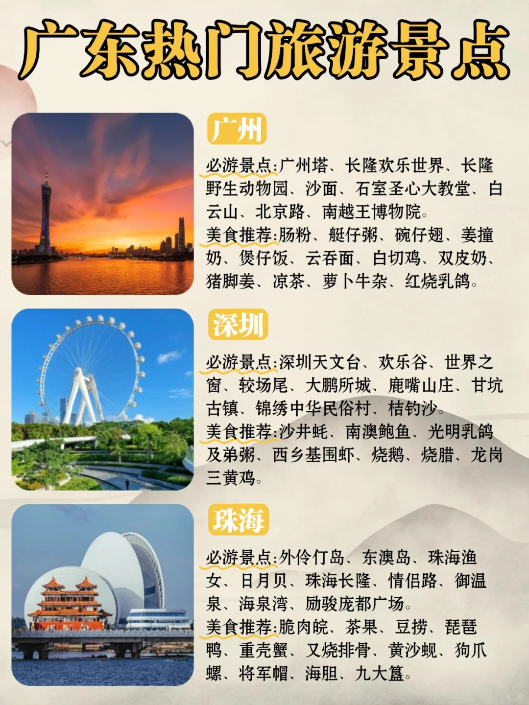 广东21个市🗺热门旅游景点大全|一图搞懂