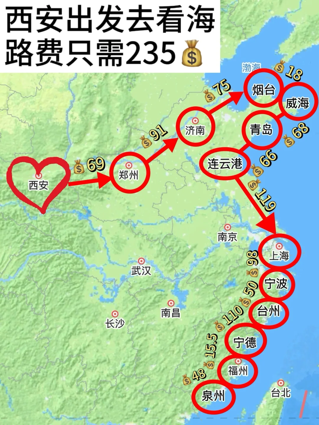 西安出发去看海❗️路费竟然才235😮