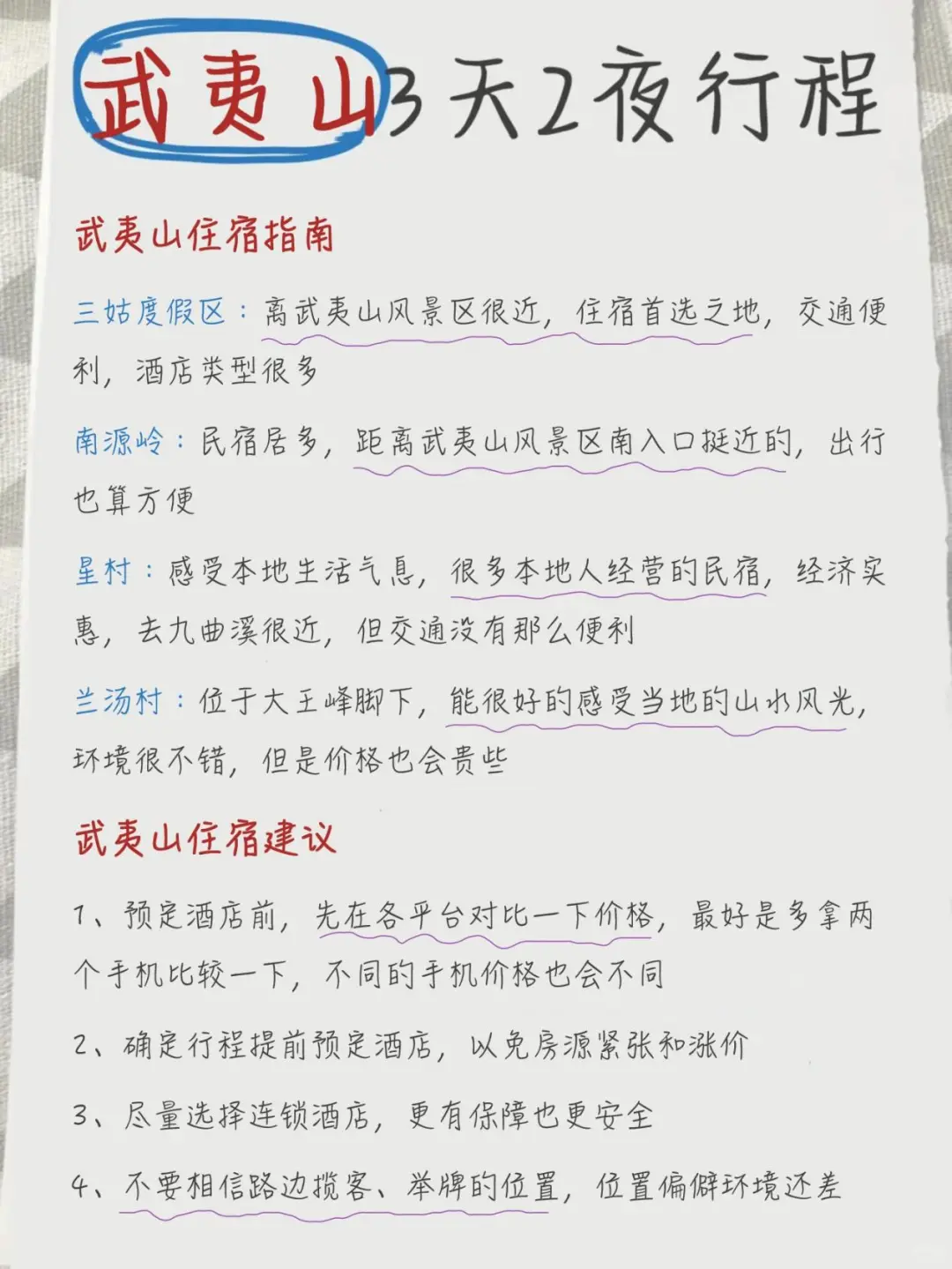 回来啦！！手写的武夷山攻略送上咯~