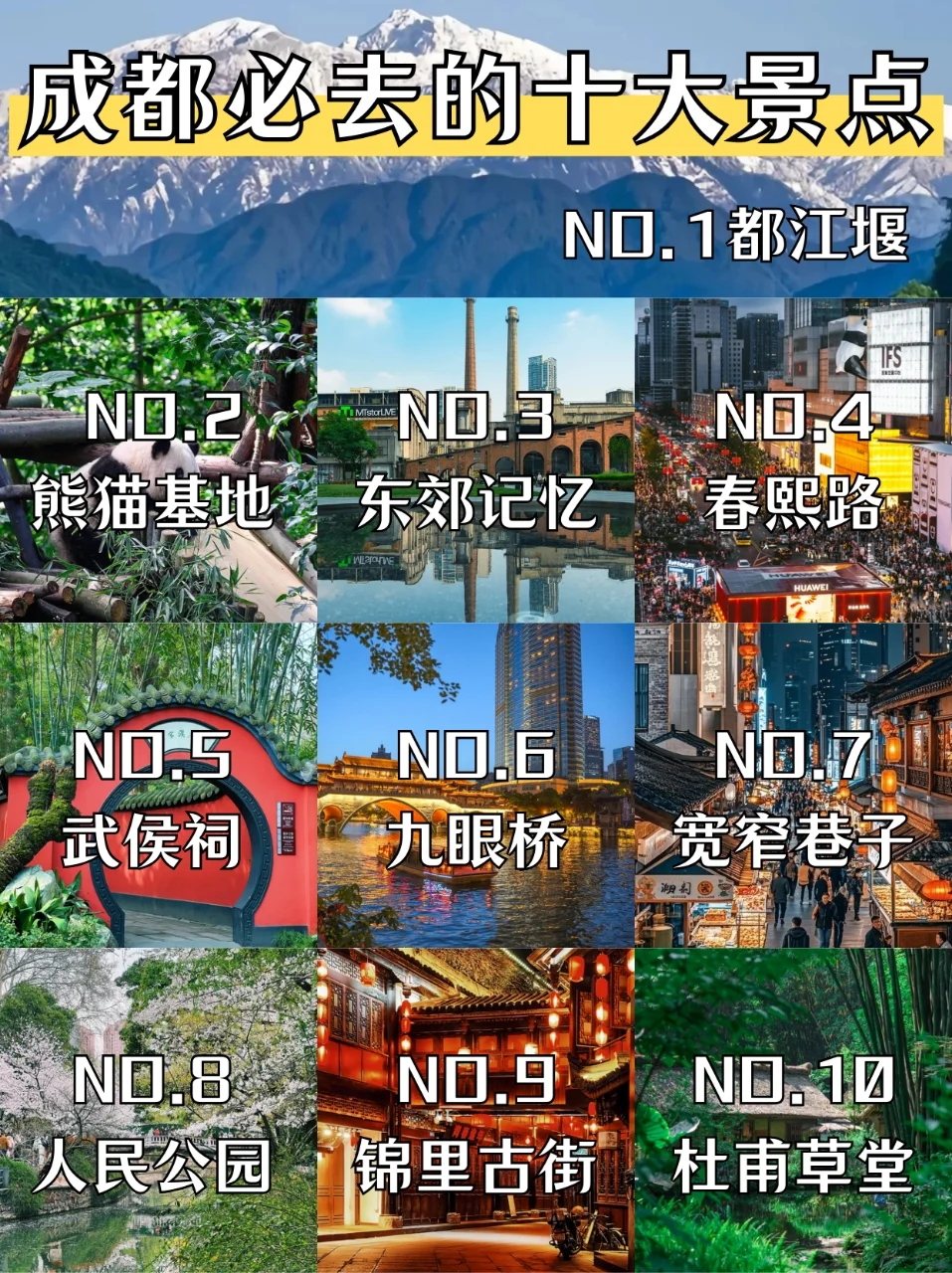 成都五一必去的10个景点，错过一个都算亏