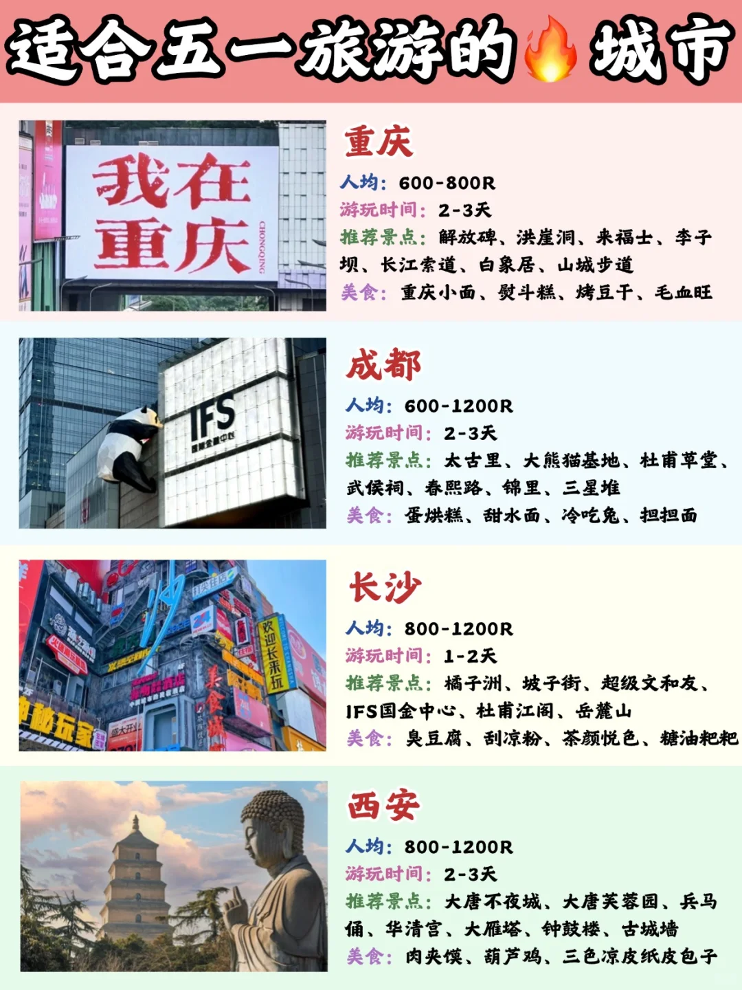五一假期旅游shou选‼推荐超好玩的16个城市