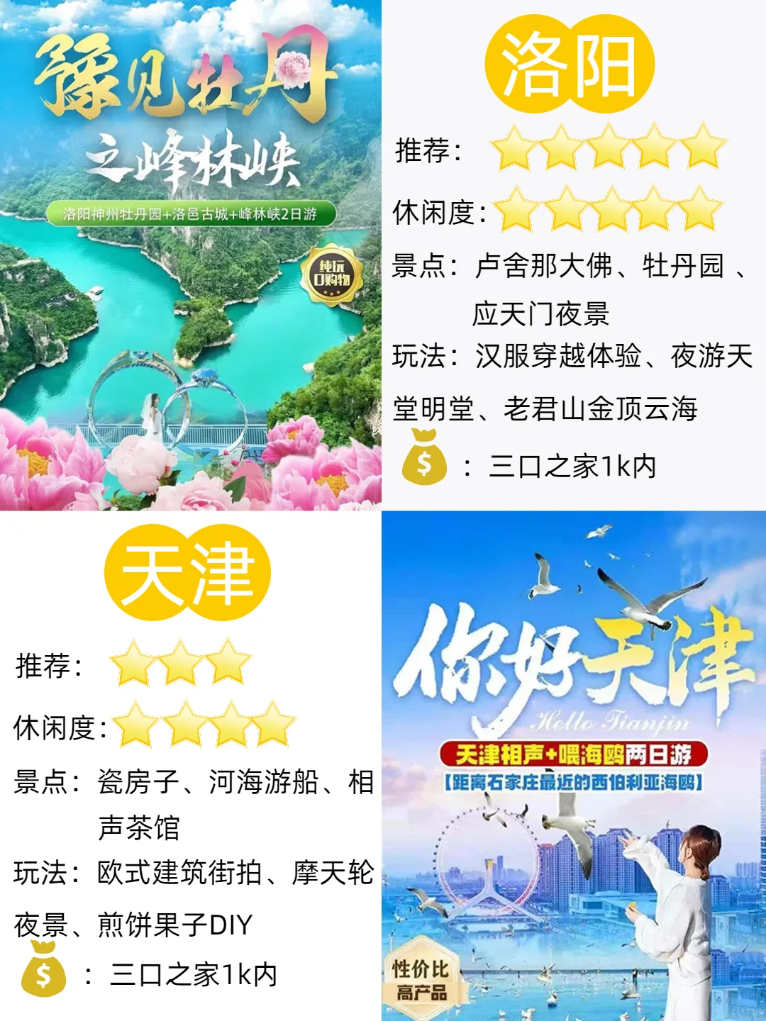 石家庄出发一家三口预算1k@五一去哪玩？