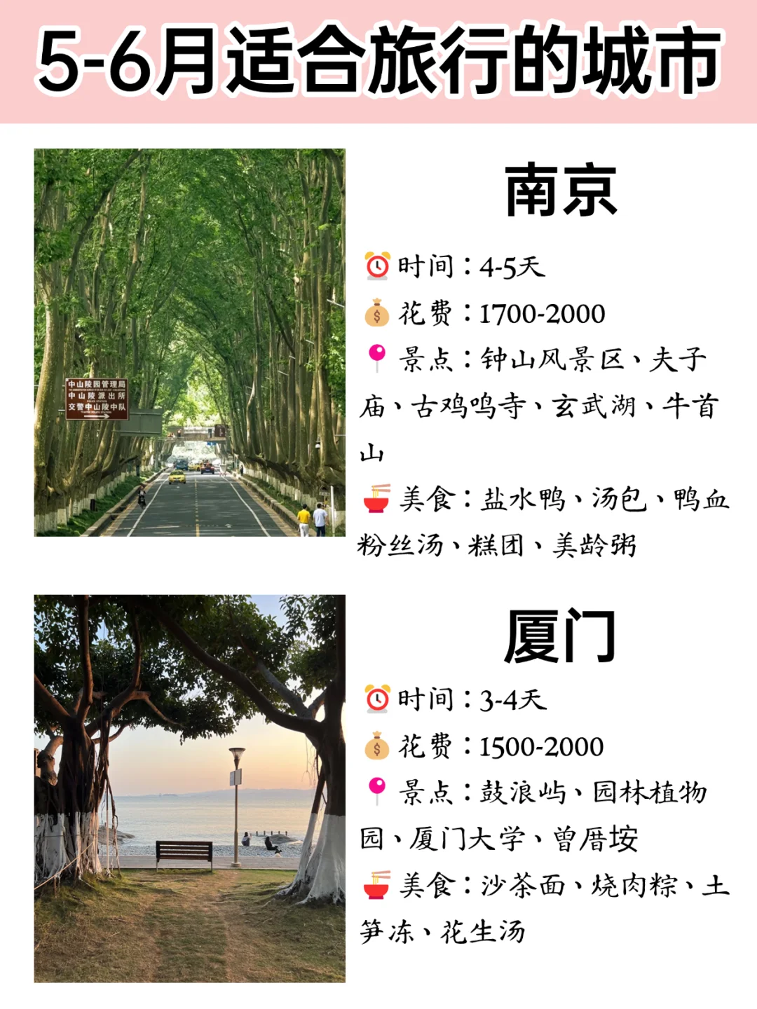 终于有人把5-6月旅游城市讲清楚😭