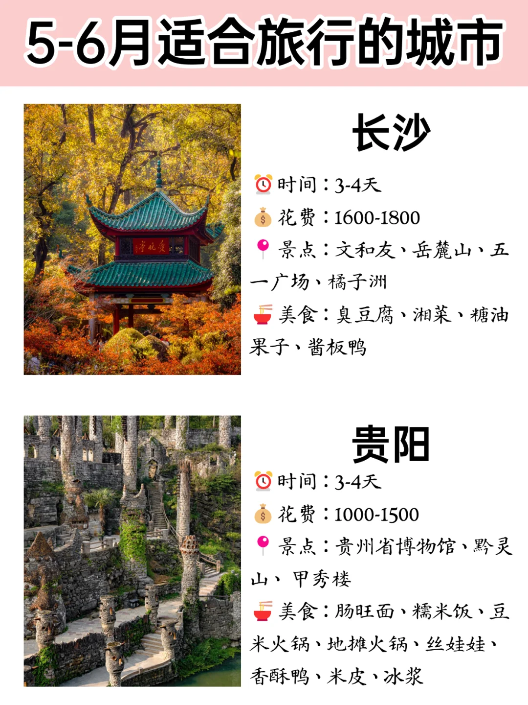 终于有人把5-6月旅游城市讲清楚😭
