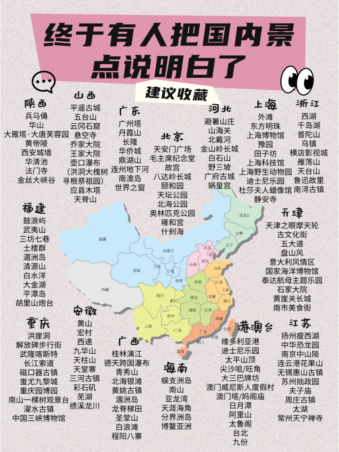 国内旅游景点大盘点！有这两张图就够了！
