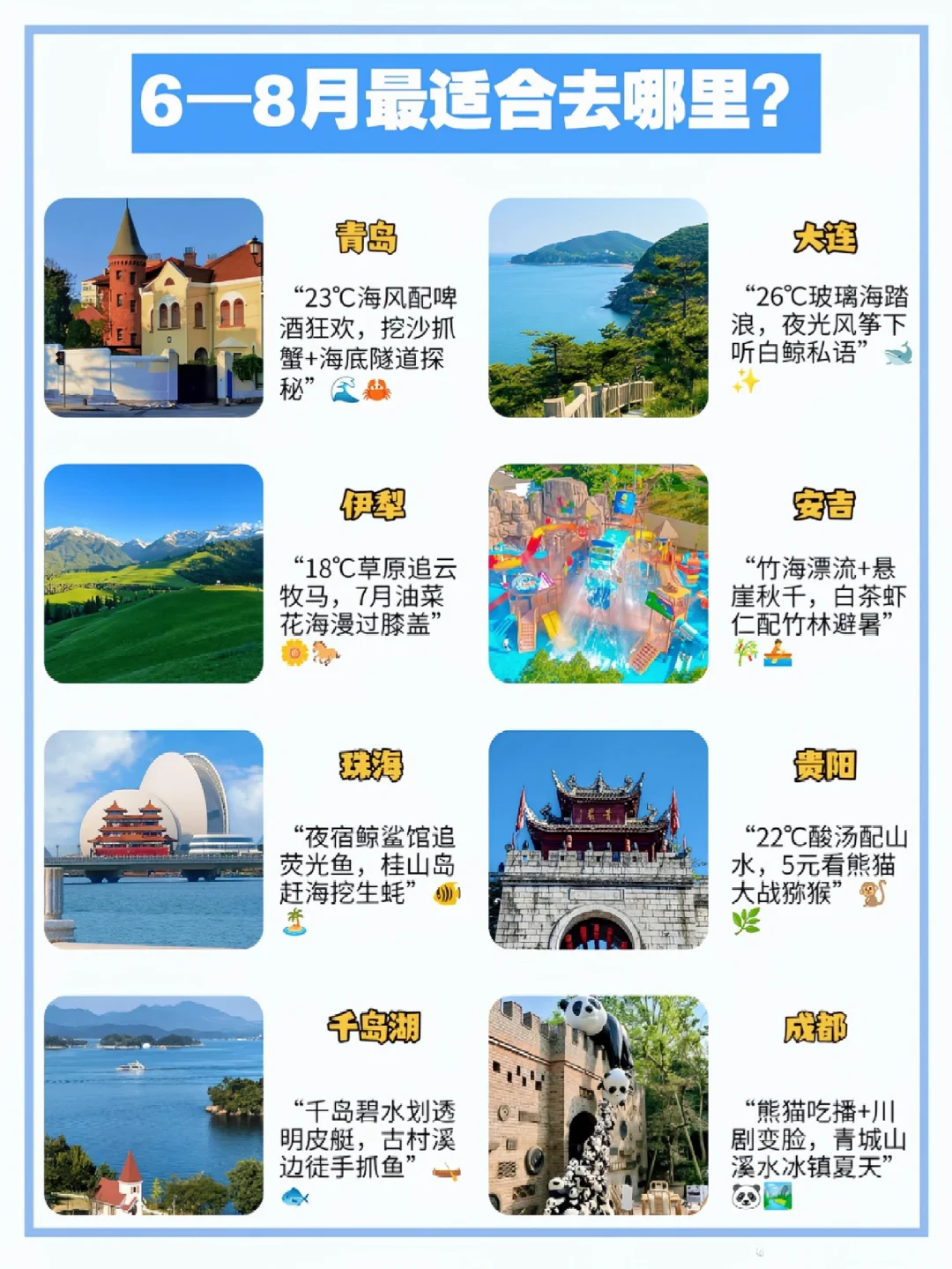6-8月避暑笔去8个城市！看看你有想去的吗？