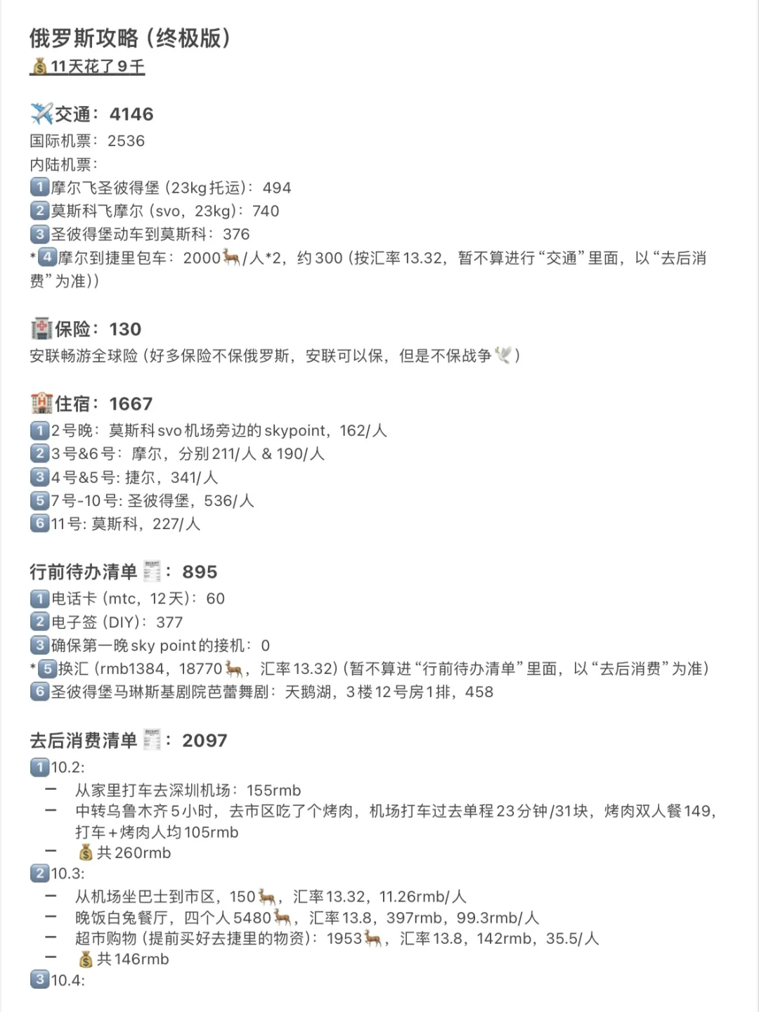 3万人看过的俄罗斯自由行攻略，终极版来了❗️