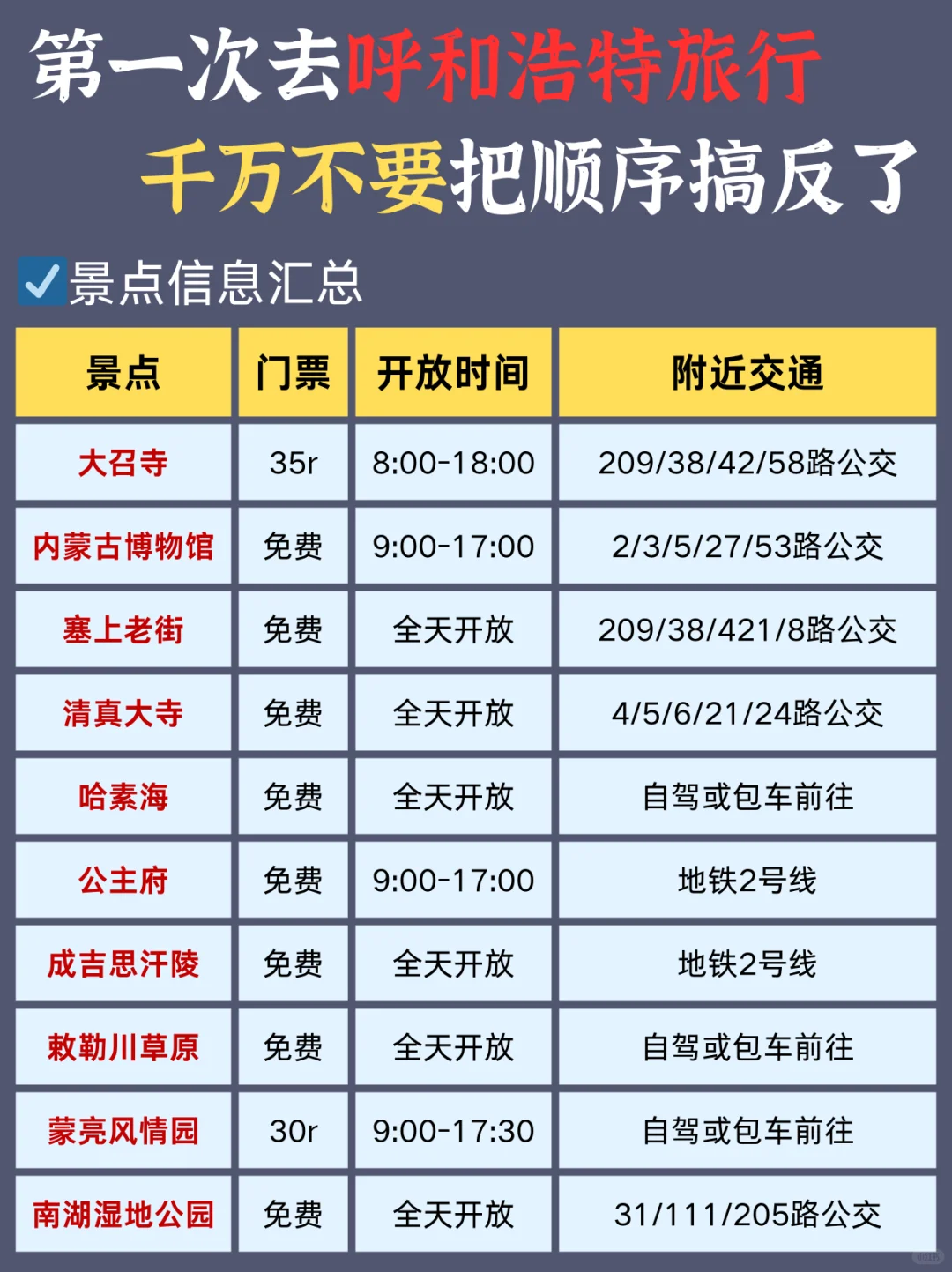 📍呼和浩特旅游攻略｜3天2晚不绕路➕避坑指南
