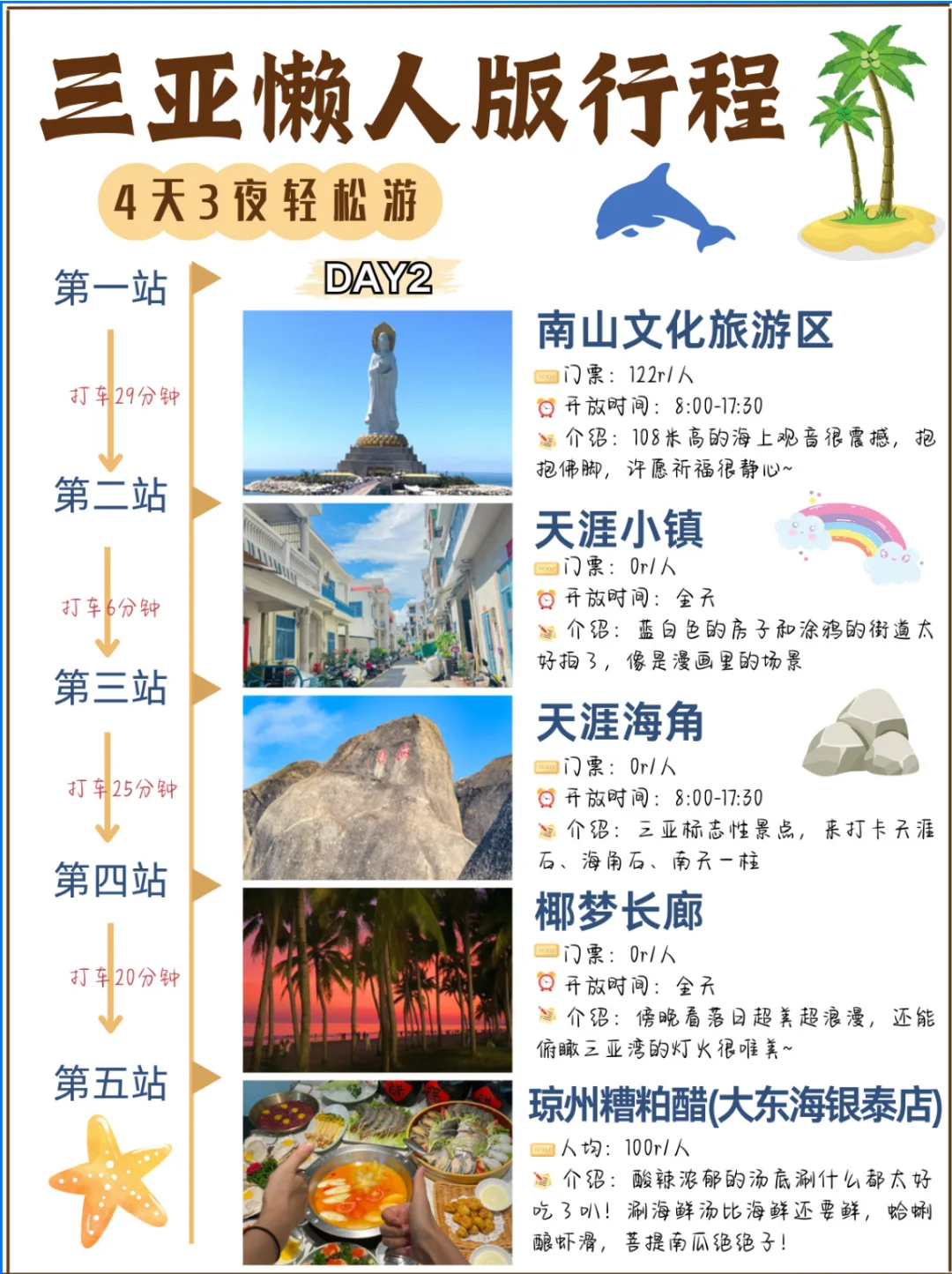 🌴三亚旅游攻略|4天3夜懒人游！！不绕路