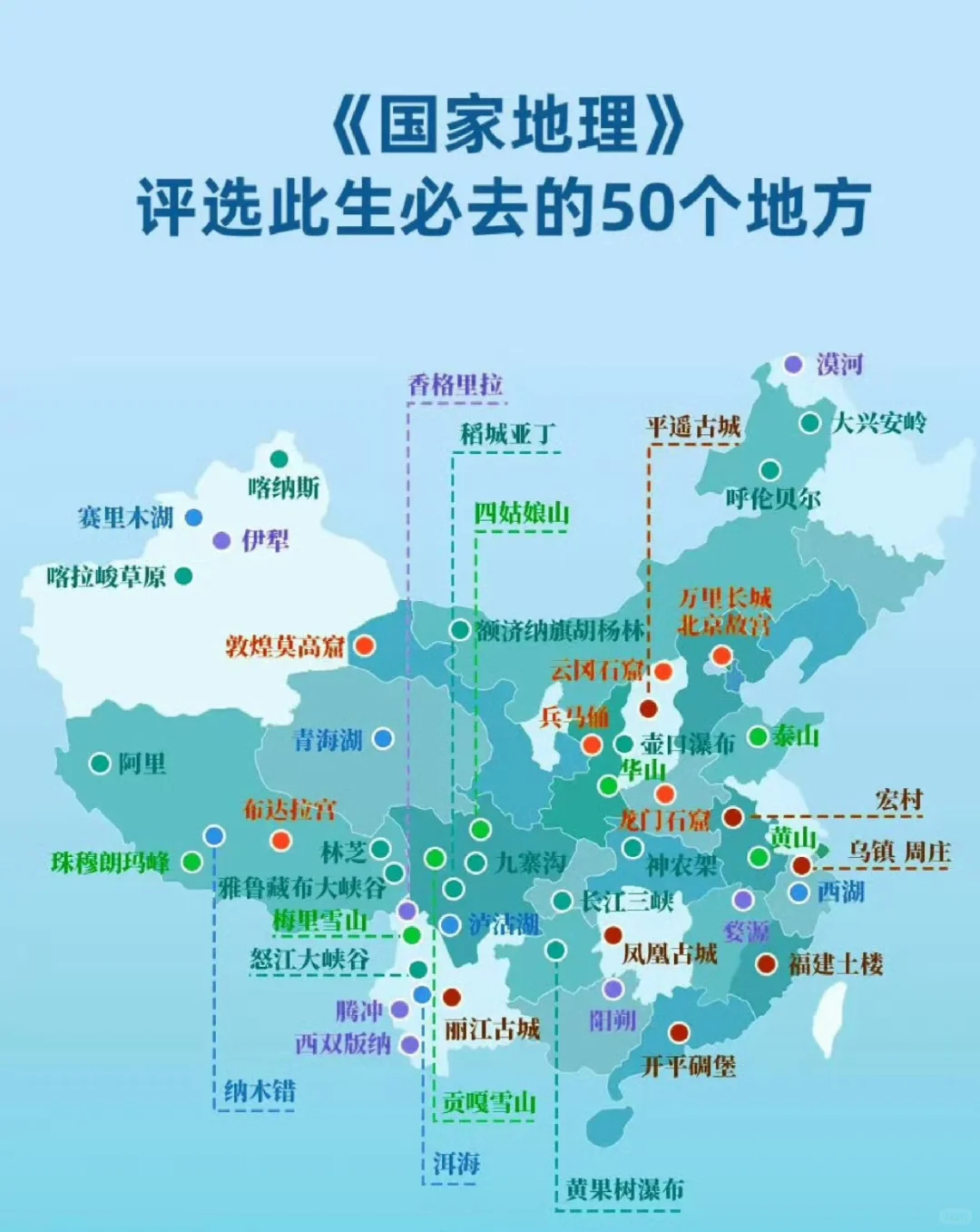 暑假马上到了，国内50个旅游必去景点！💥