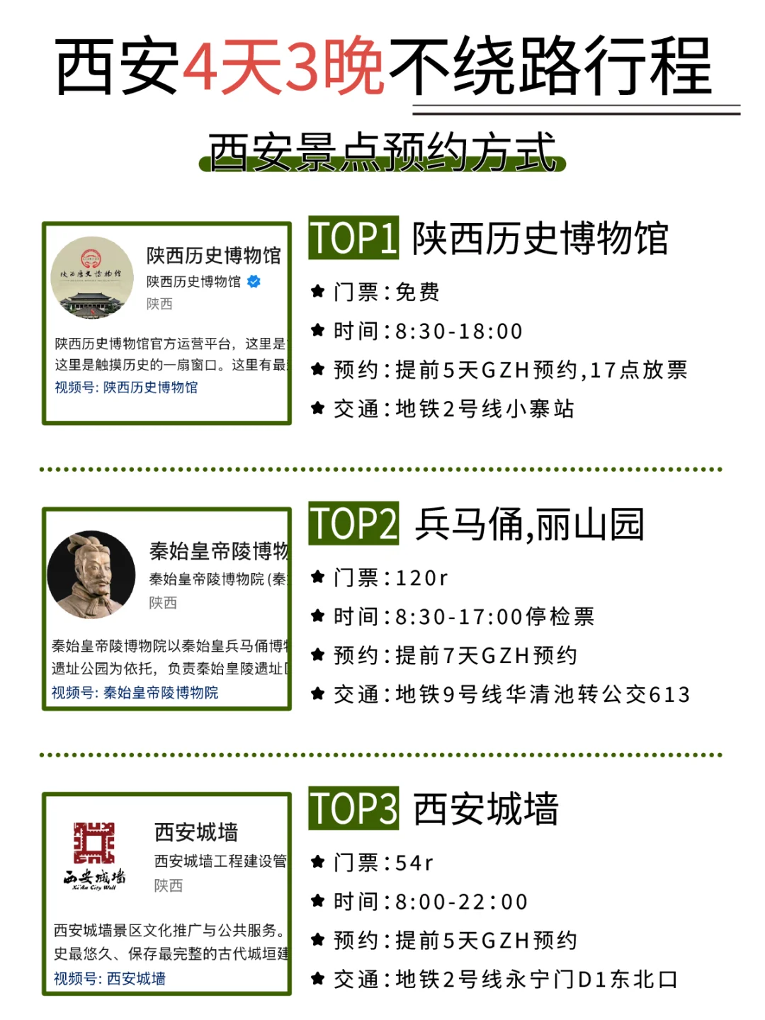 西安旅游4天3晚行程❗️保姆级攻略不绕路❗