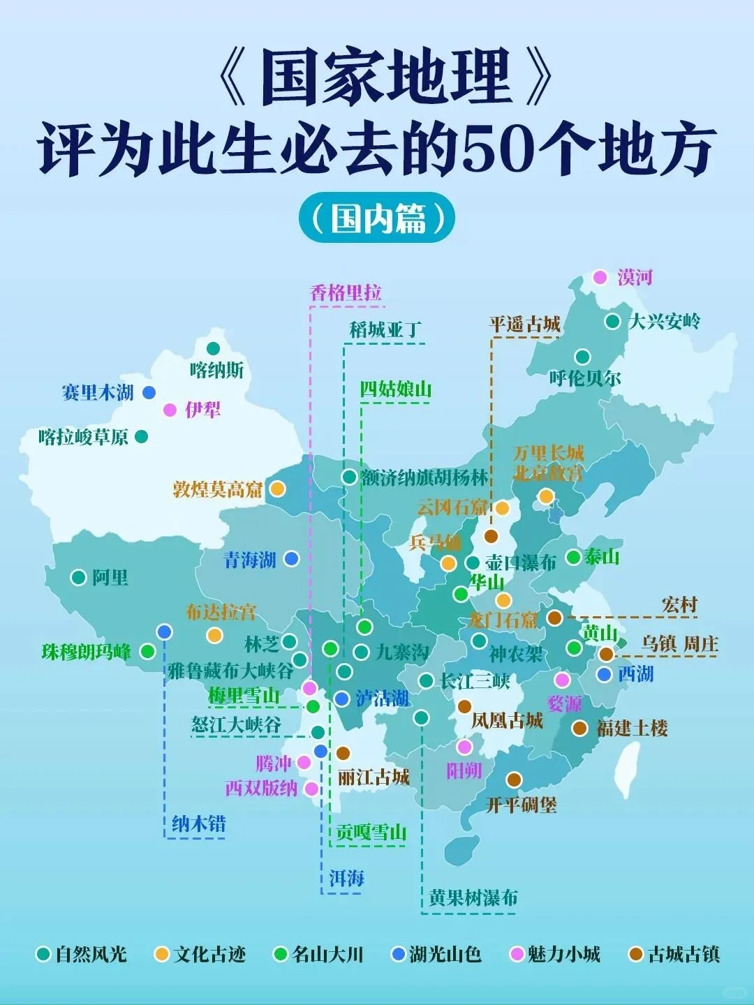 国家地理评选推荐此生必去的50个地方分布图