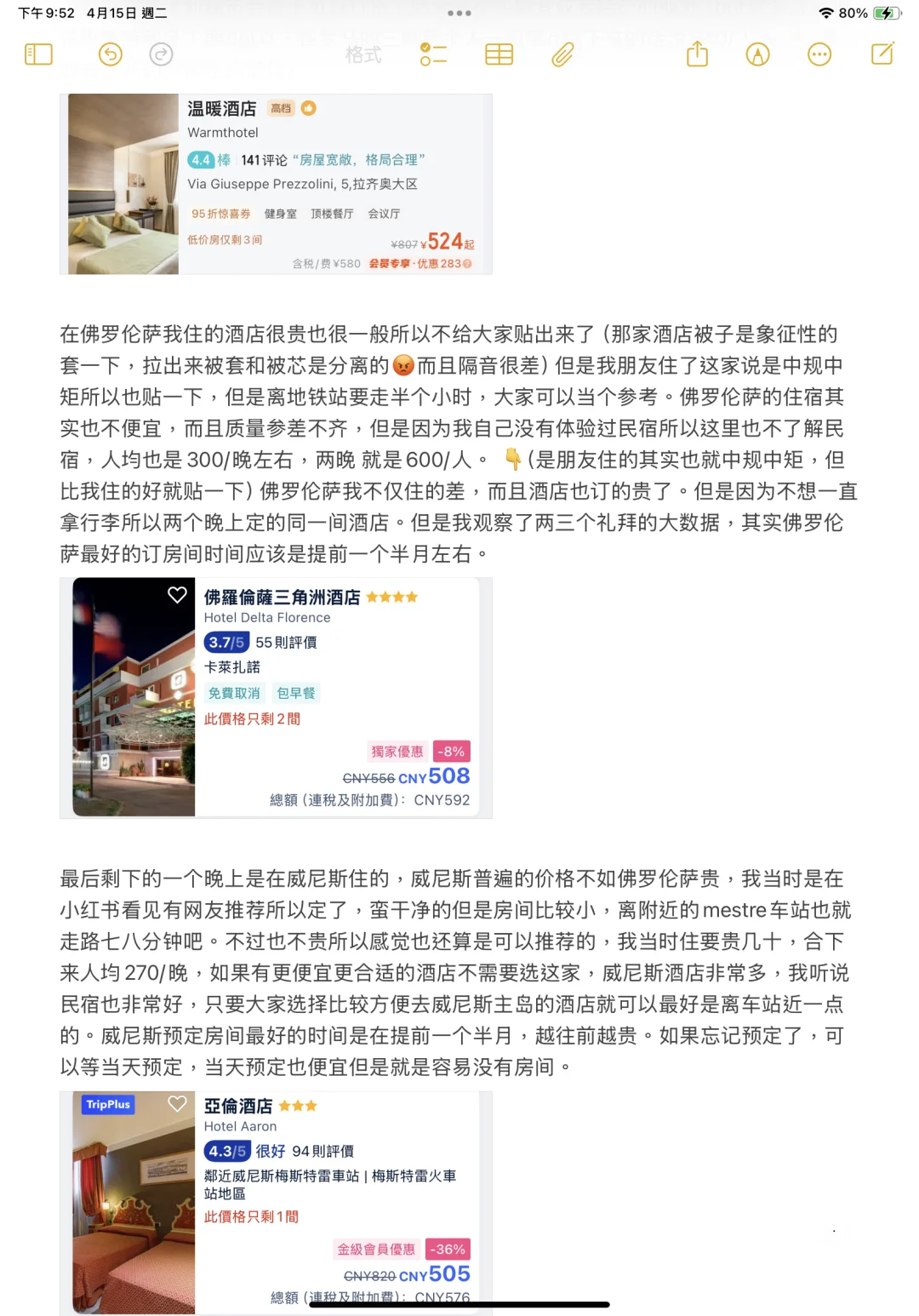 女大学生6500如何玩转意大利（吃好住好版）