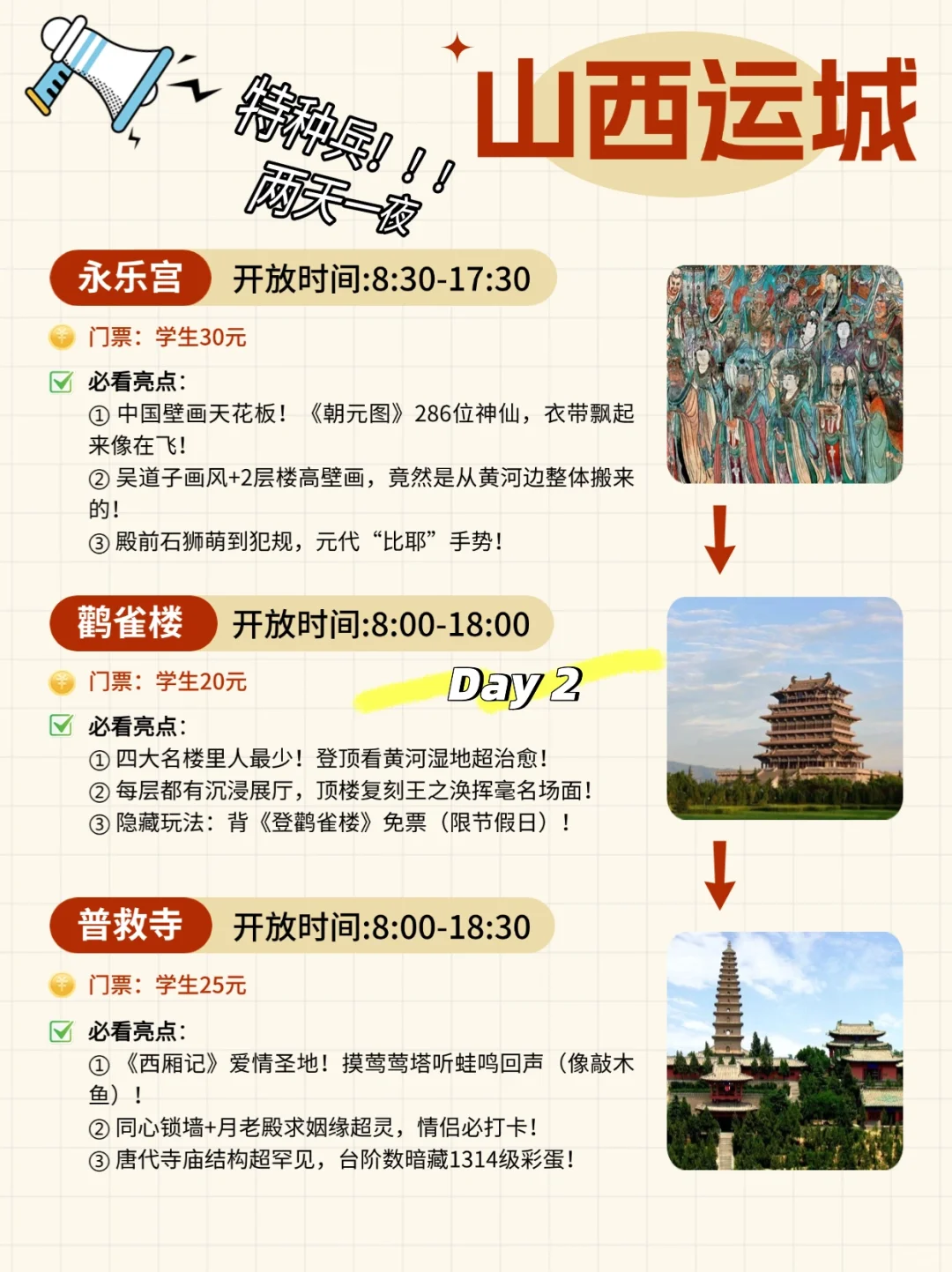 山西运城2天1夜特种兵游｜主打不绕路！