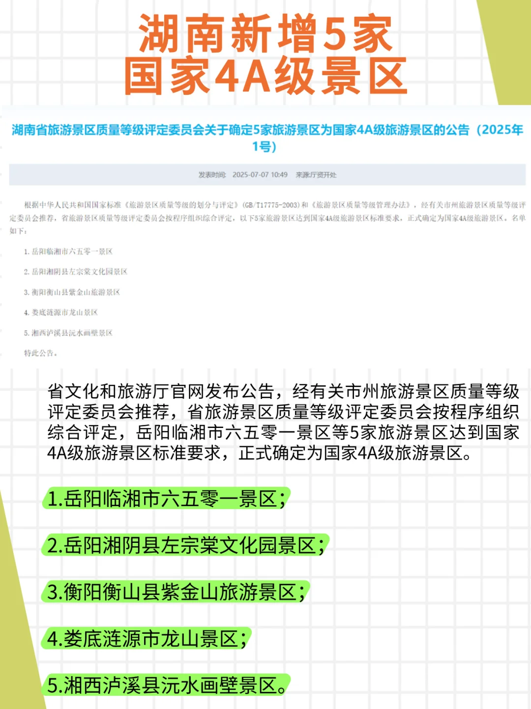 太牛了！湖南新增5家国家AAAA级景区！⛰️