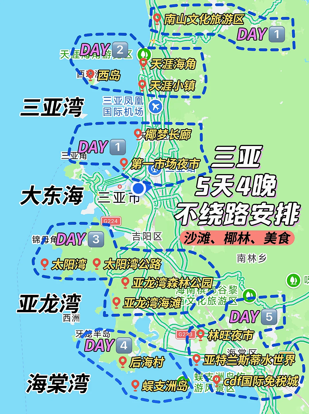 三亚5天4晚不绕路行程‼️安排妥妥的攻略王
