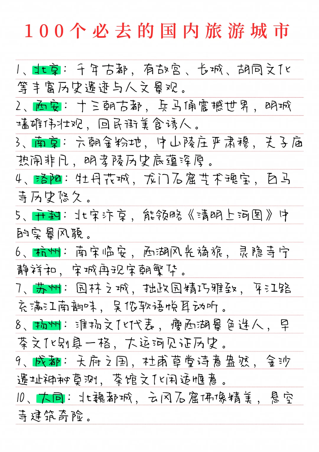 100个必去的国内旅游城市推荐！速来收藏~