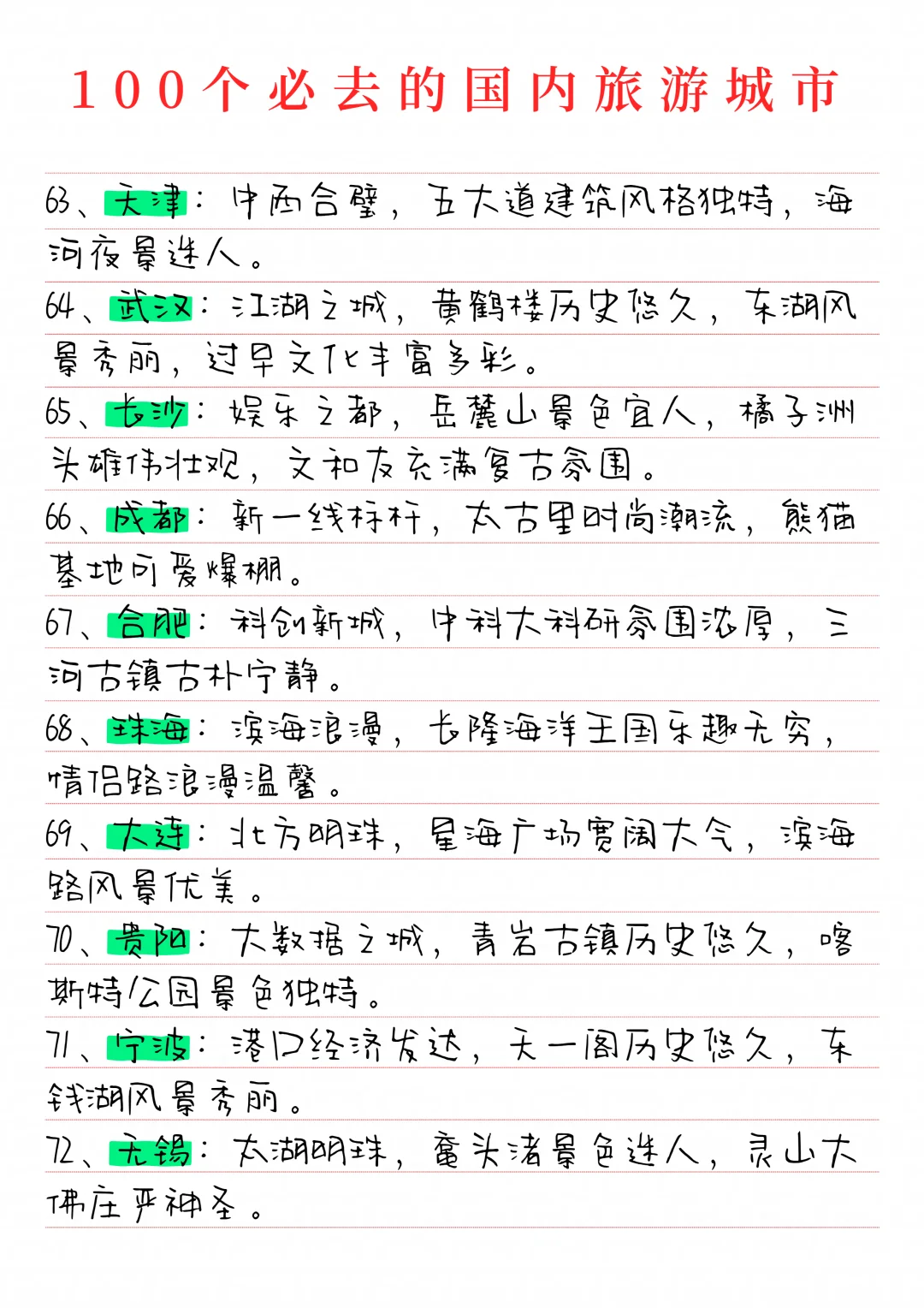 100个必去的国内旅游城市推荐！速来收藏~