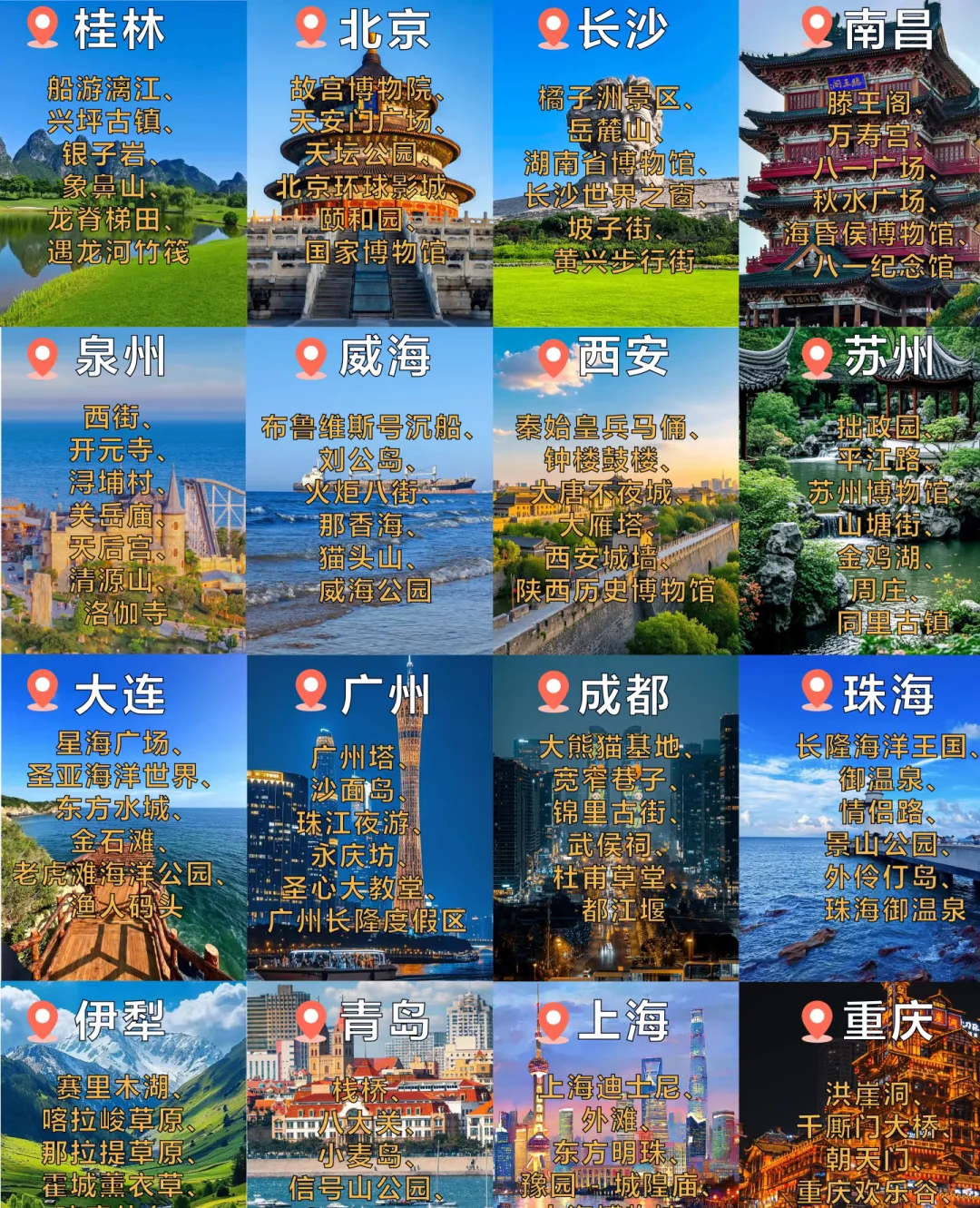 国内国外度假旅游景点
